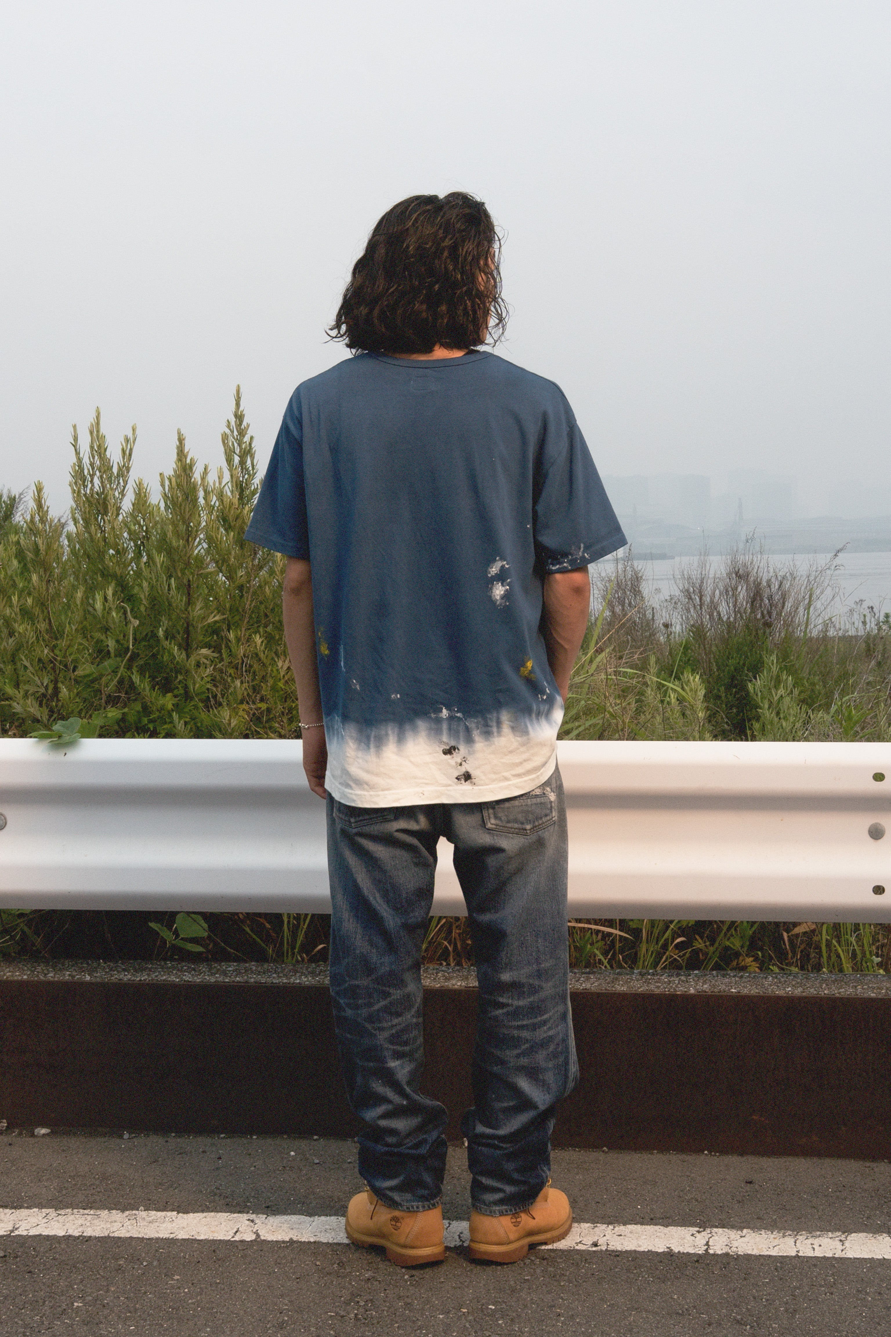 Daruma and Logo Embroidery Regular Fit Dip dyeing T-shirt - 11