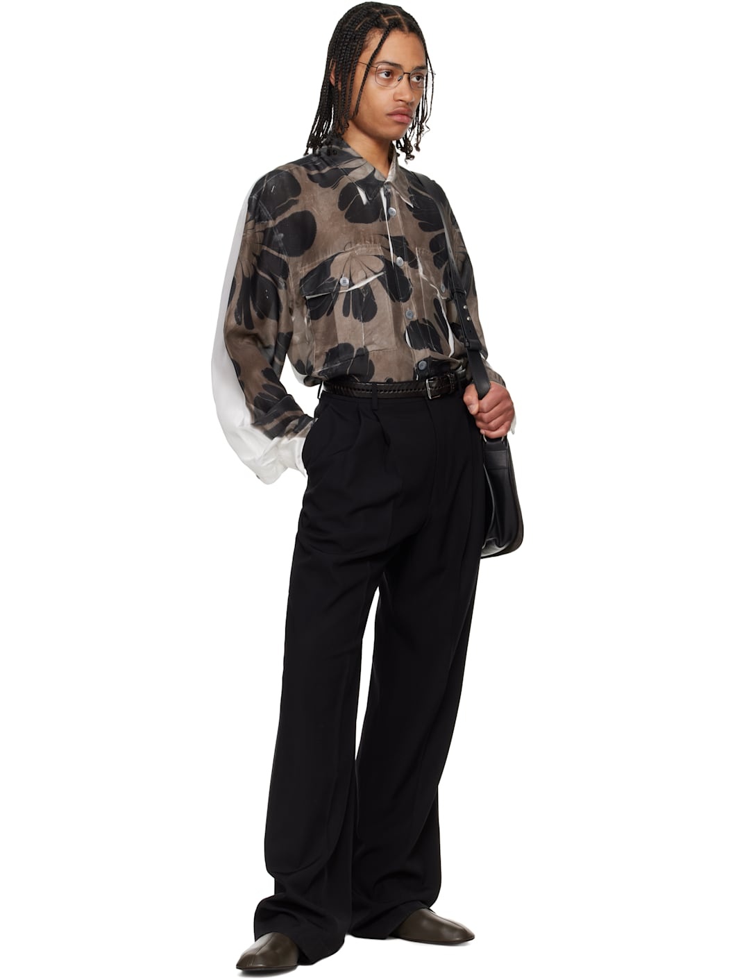 Brown & White Printed Shirt - 5