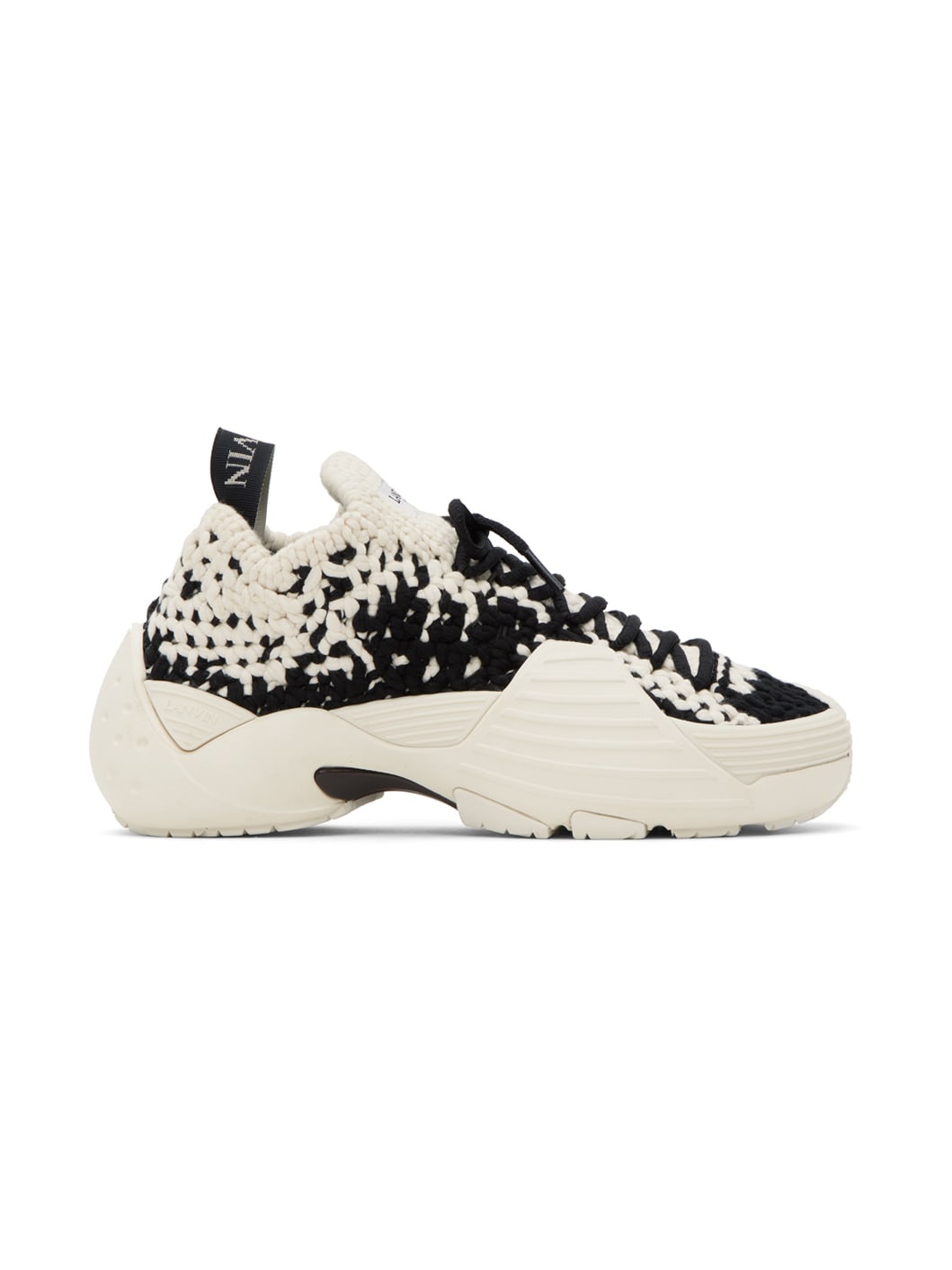 White & Black Flash Knit Sneakers - 1