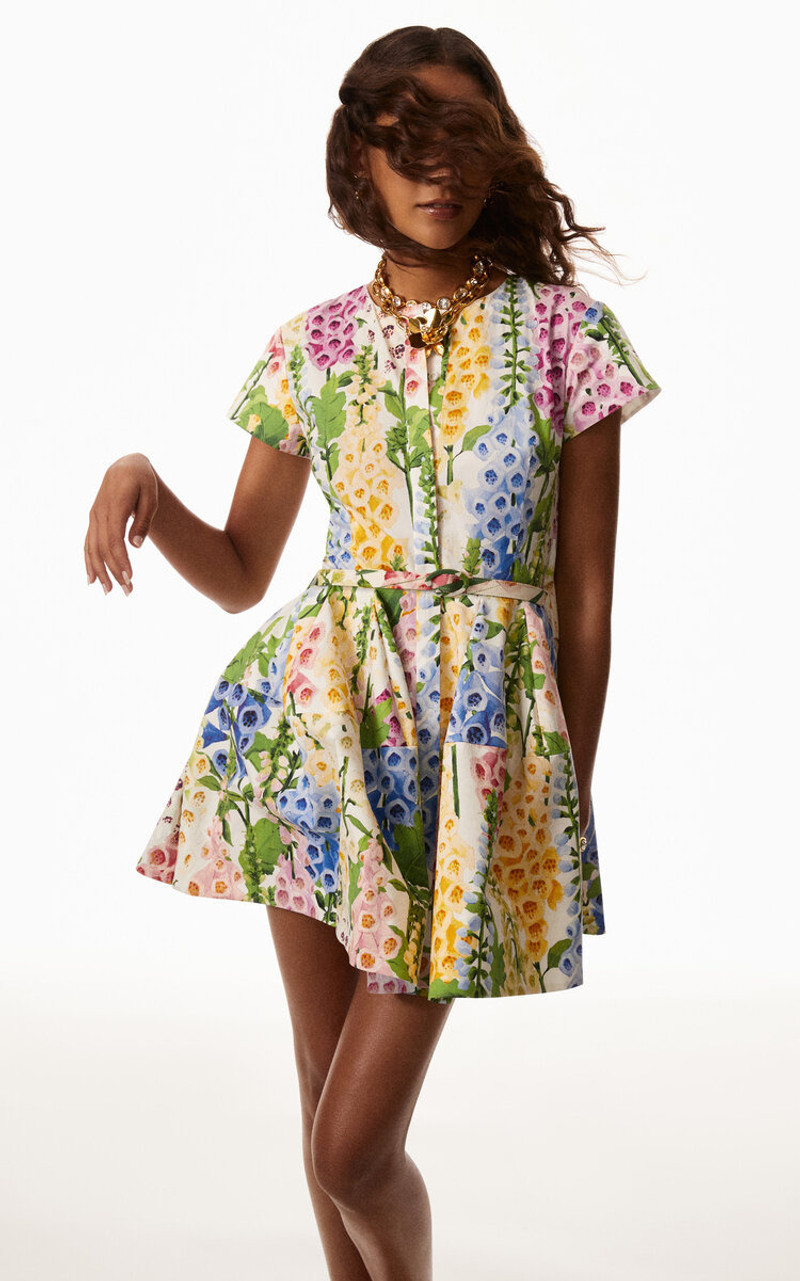 Oscar de la Renta Foxglove-Printed Cotton-Poplin Mini Dress multi outlook