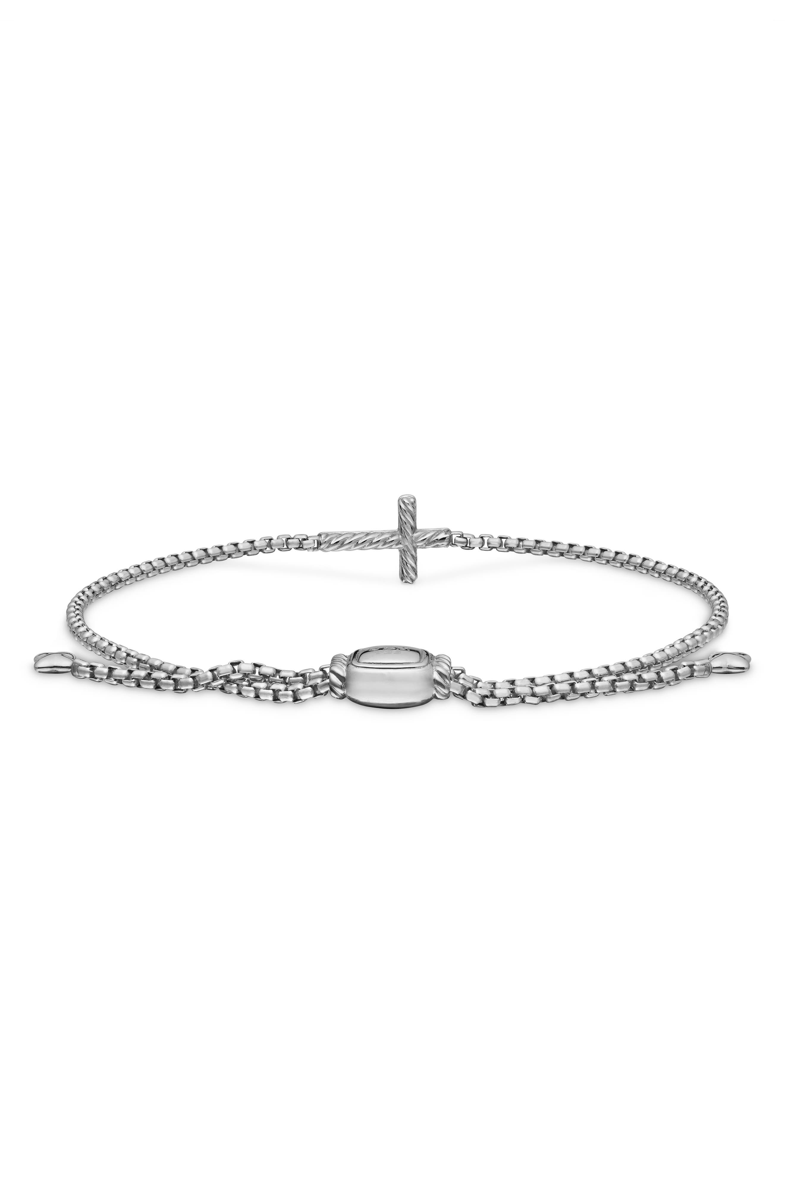 David Yurman Petite Pavé Sideway Cross Slider Bracelet in Silver Pave at Nordstrom - 4
