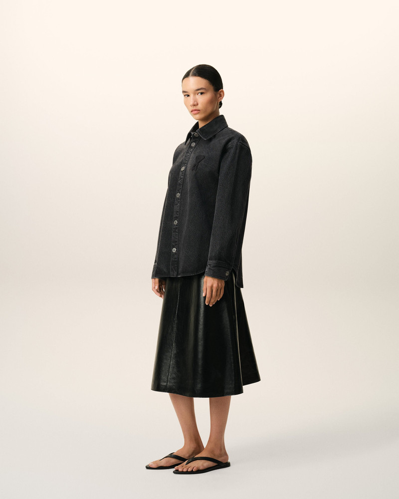 BLACK COTTON KNITTED AMI DE COEUR OVERSHIRT 6