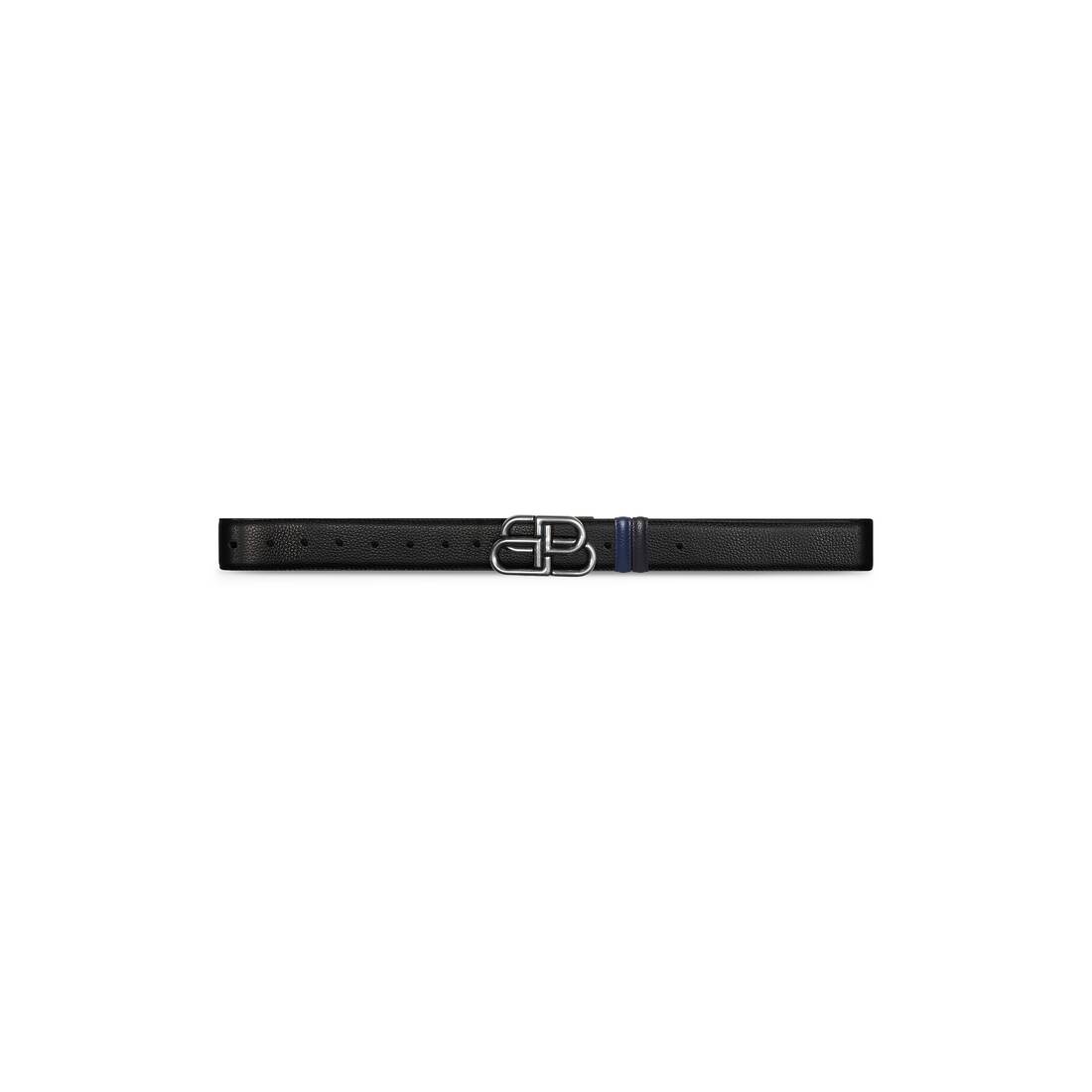 Men's Bb Reversible Belt In Grained Calfskin in Black - 1
