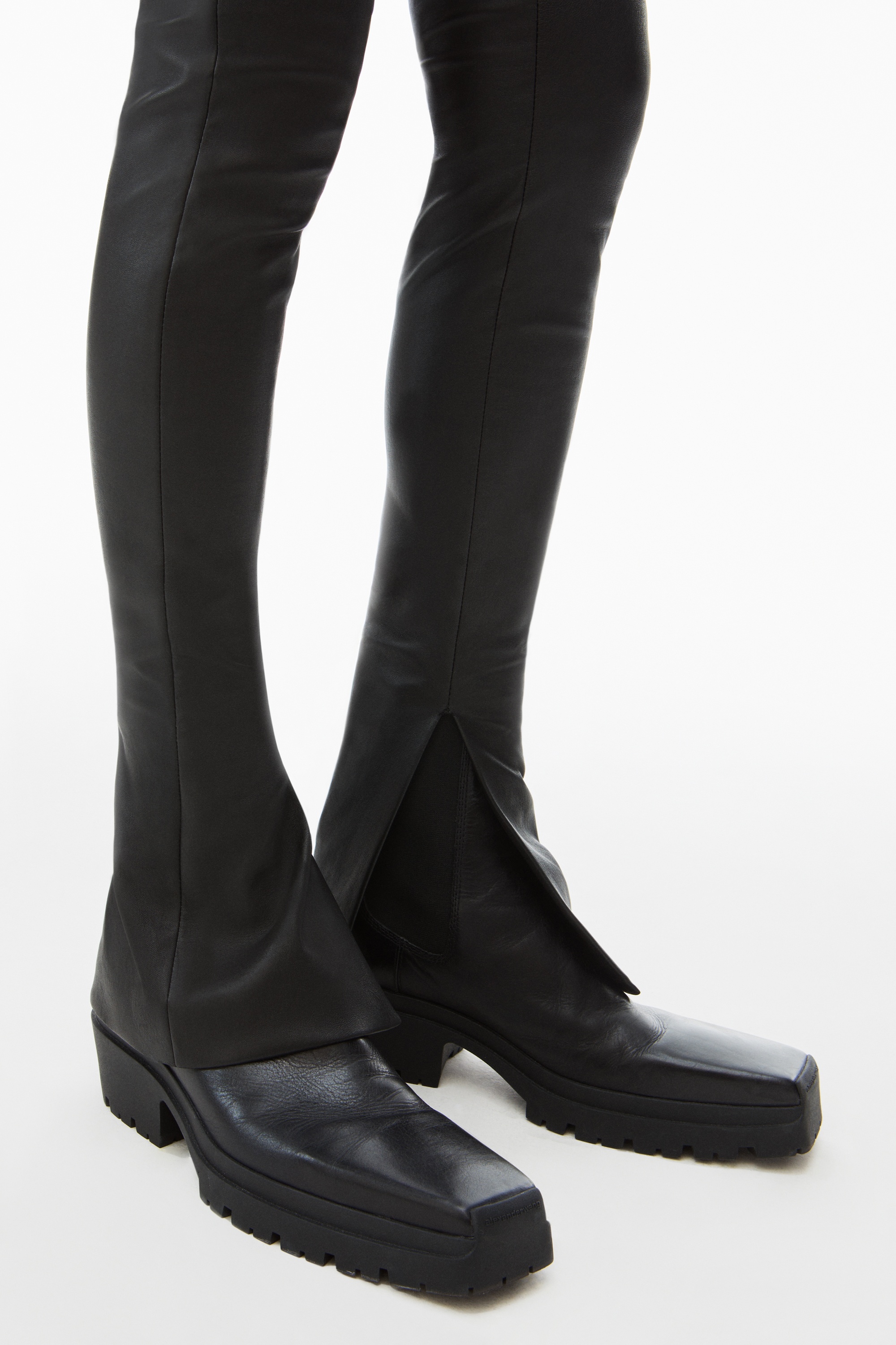 lambskin tailored legging with leather belt - 6