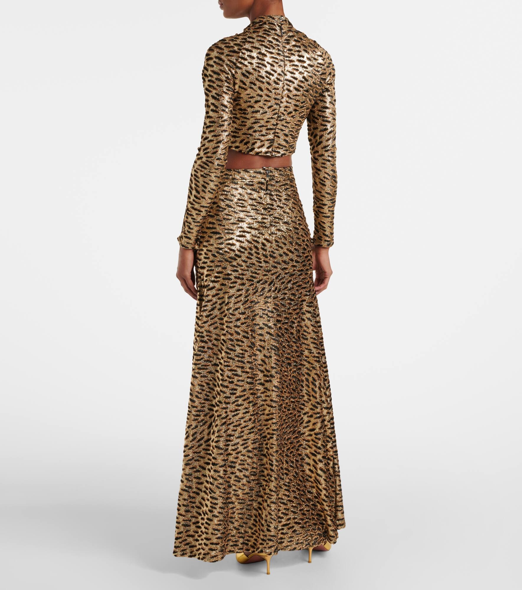Tiger gathered lamé maxi skirt - 3