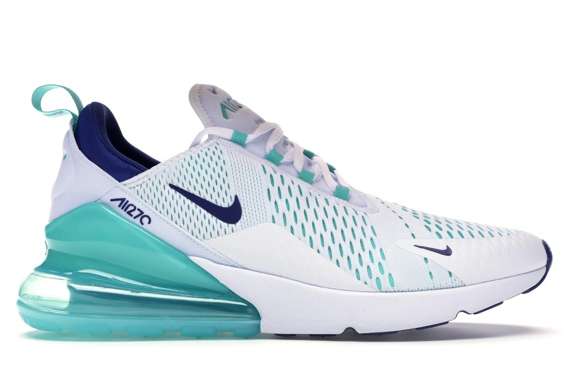 Nike Air Max 270 White Hyper Jade Deep Royal Blue - 1