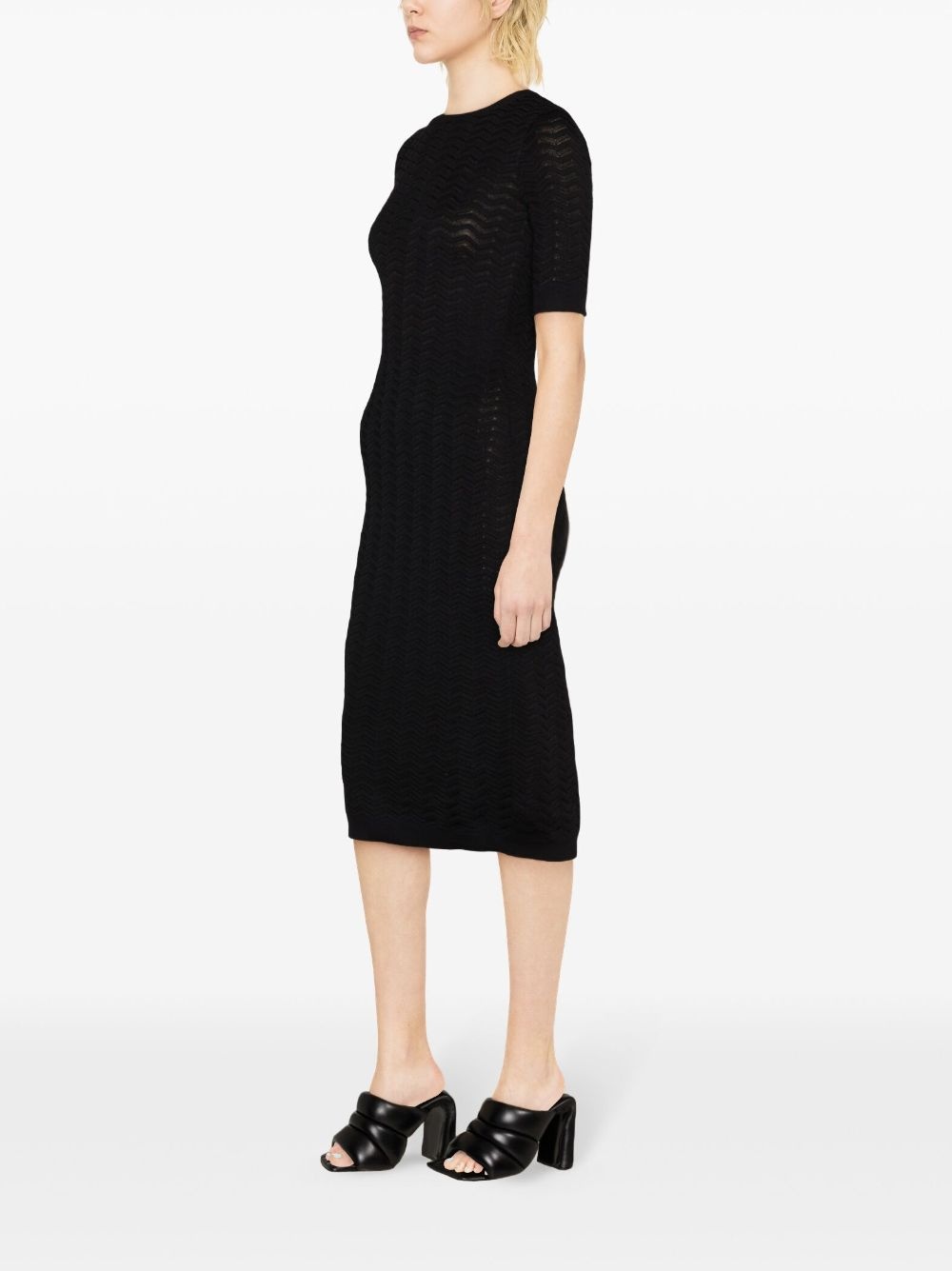 zigzag-woven midi dress - 3