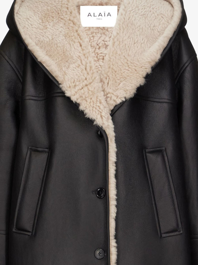 Alaïa hooded shearling coat outlook