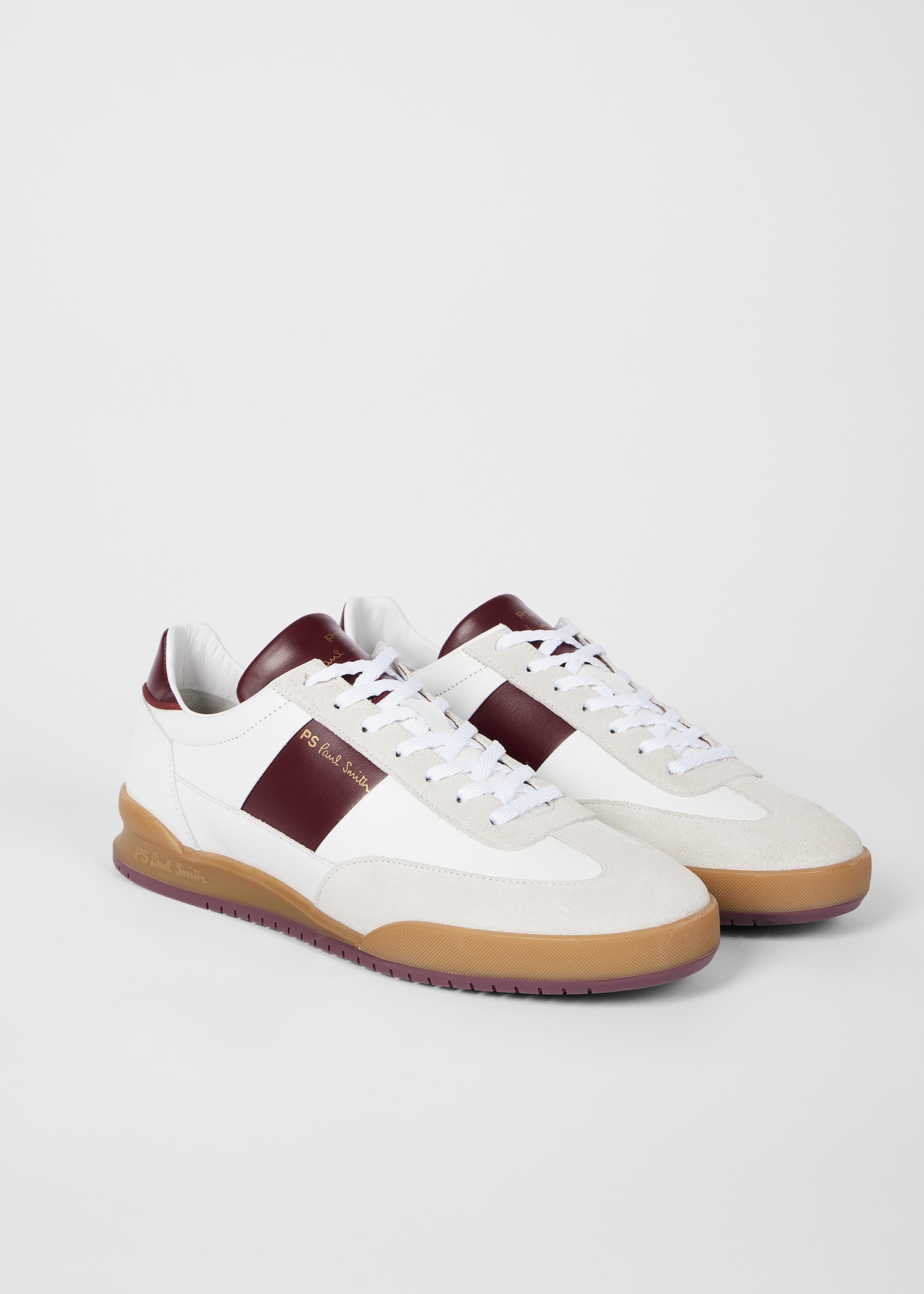 White And Bordeaux Leather 'Dover' Trainers - 5
