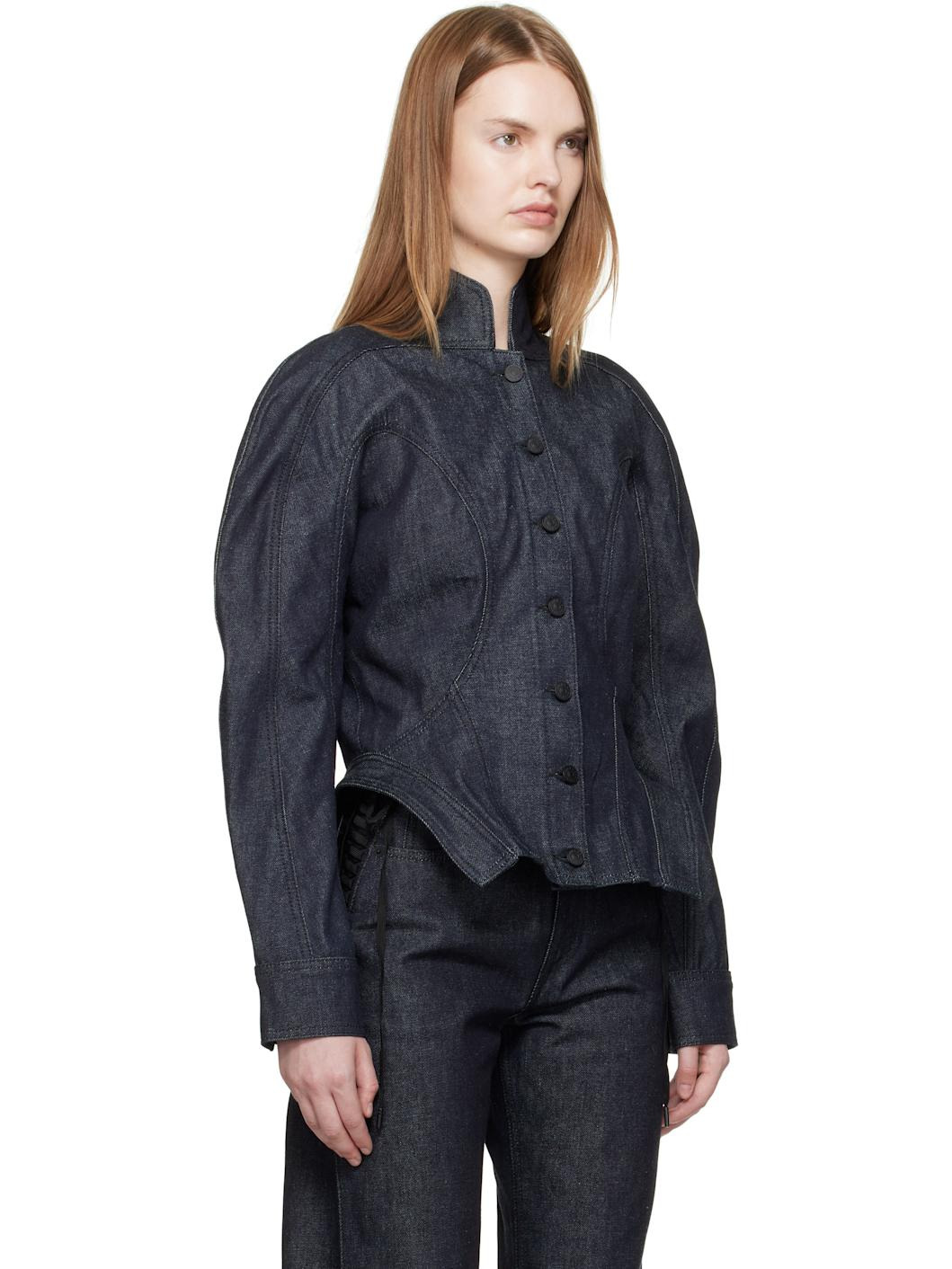 Indigo Sculptural Denim Jacket - 2