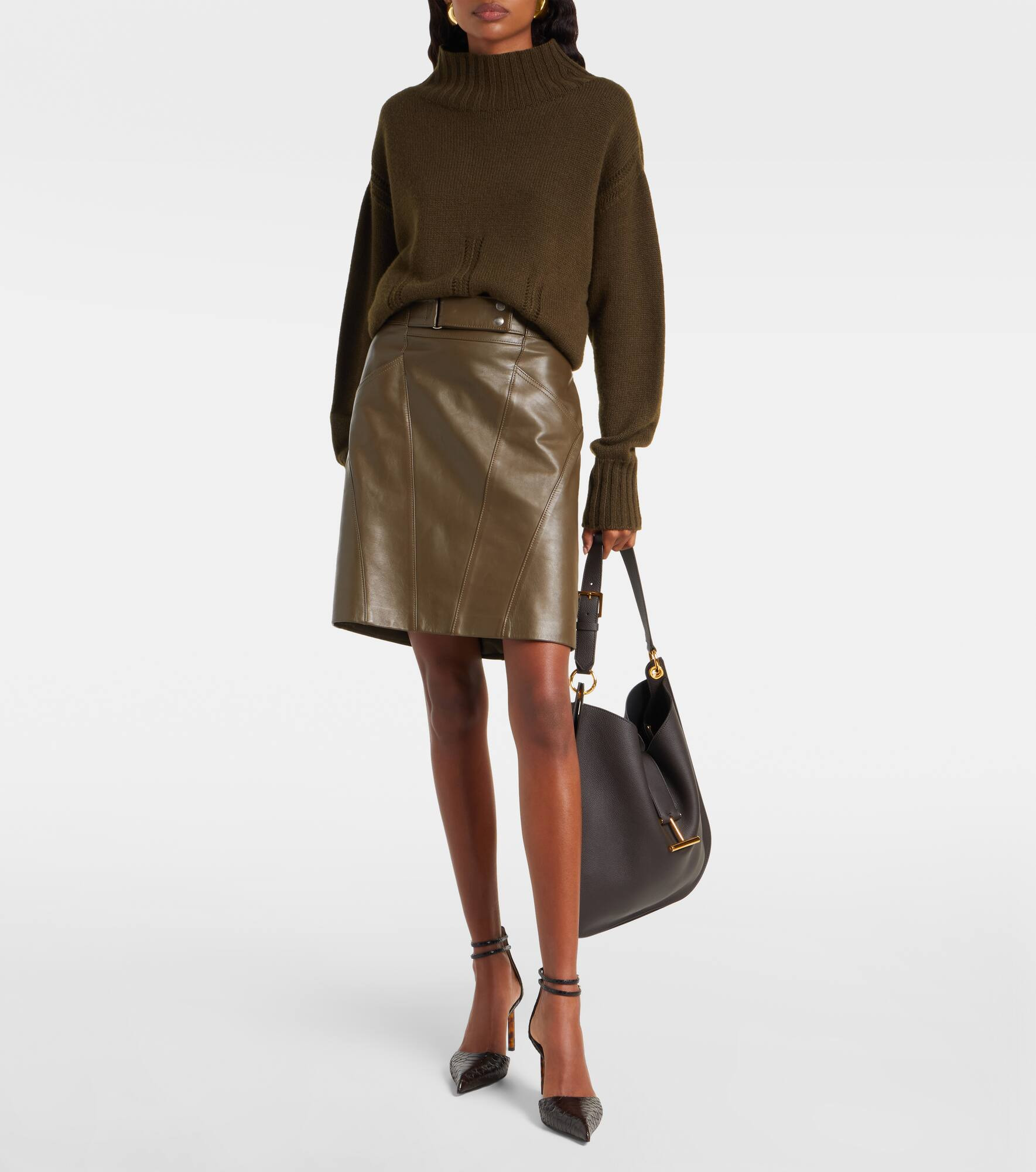 90 snake-effect leather pumps - 3