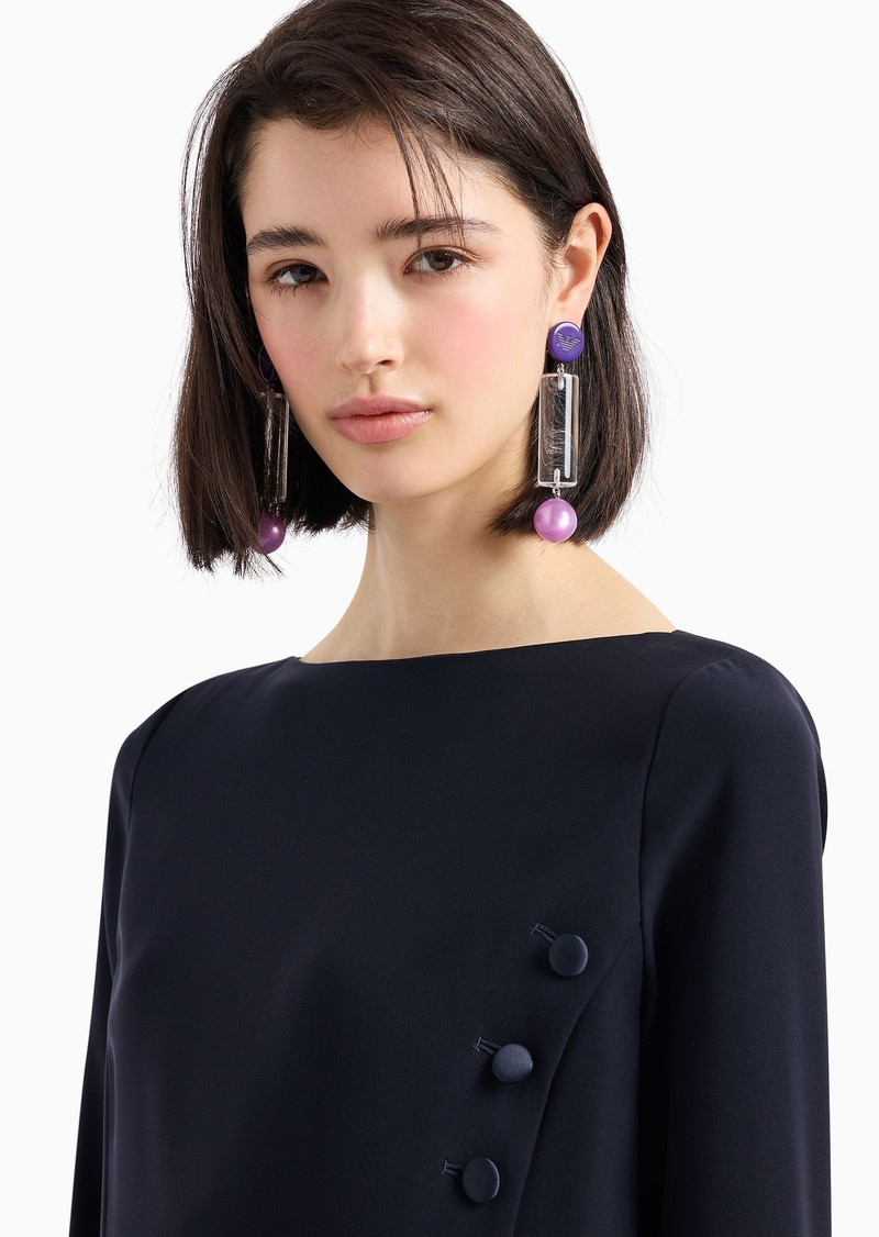 Technical cady tunic dress with satin buttons 5