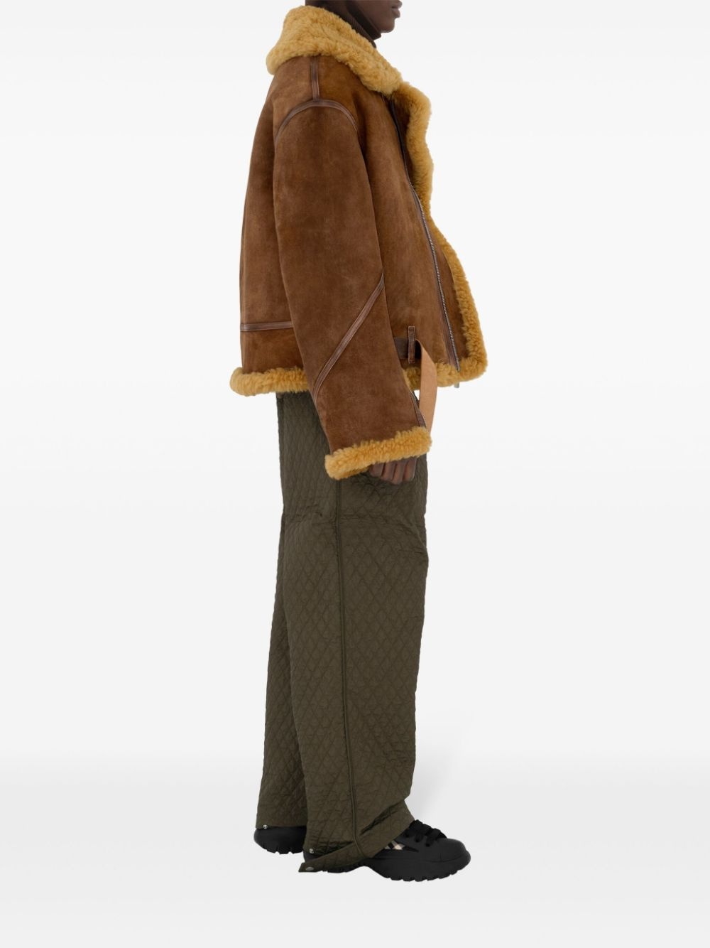 diamond-quilted pleat-detailing trousers - 3
