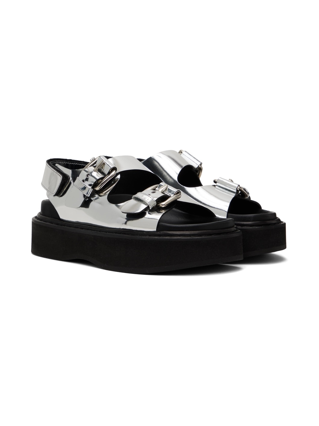 Silver Pearl Daisy Platform Sandals - 4