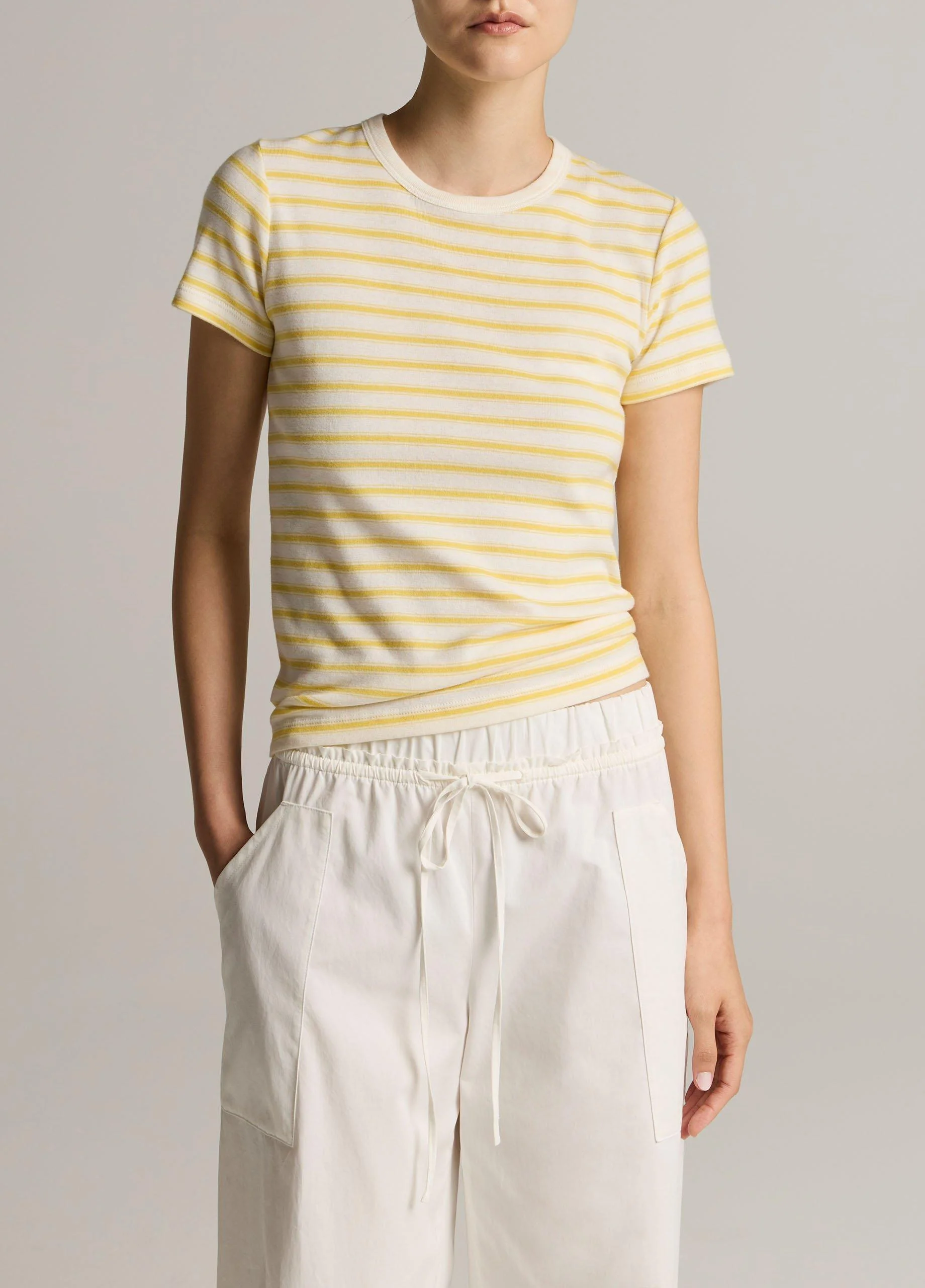 Striped Pima Cotton-Blend '90s Shrunken T-Shirt - 1