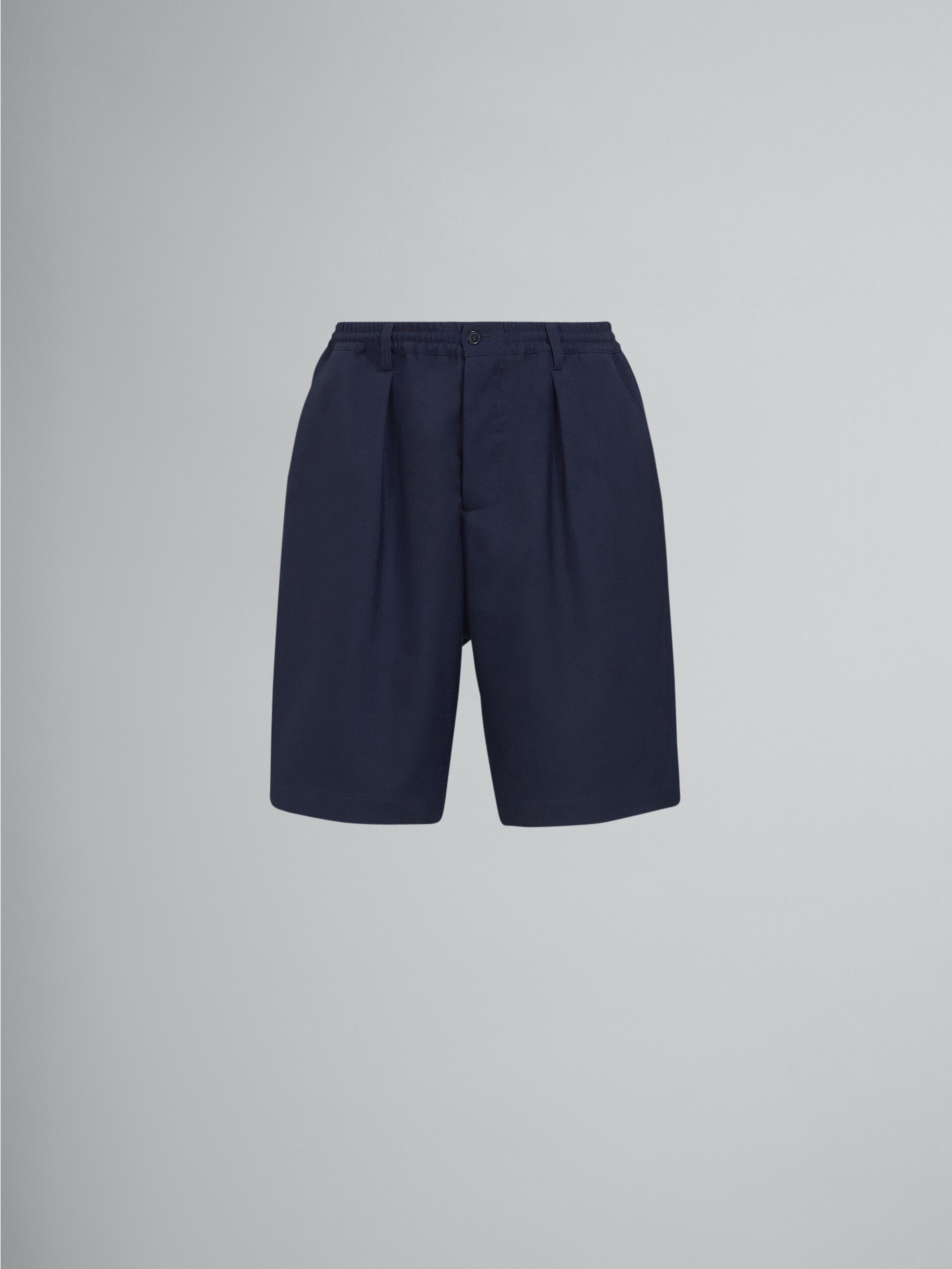 BLUE TROPICAL WOOL BERMUDA PANTS - 1