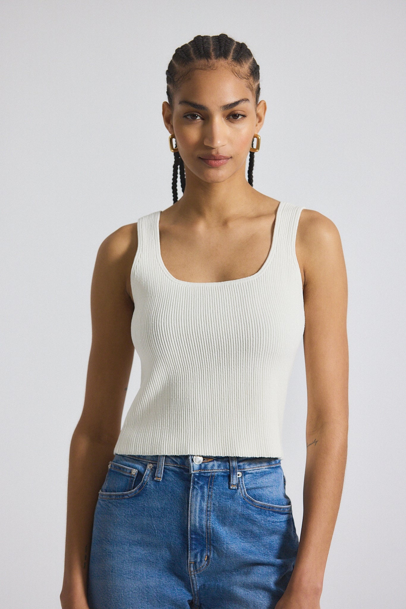 SAIN RIB KNIT SWEATER TANK - 4