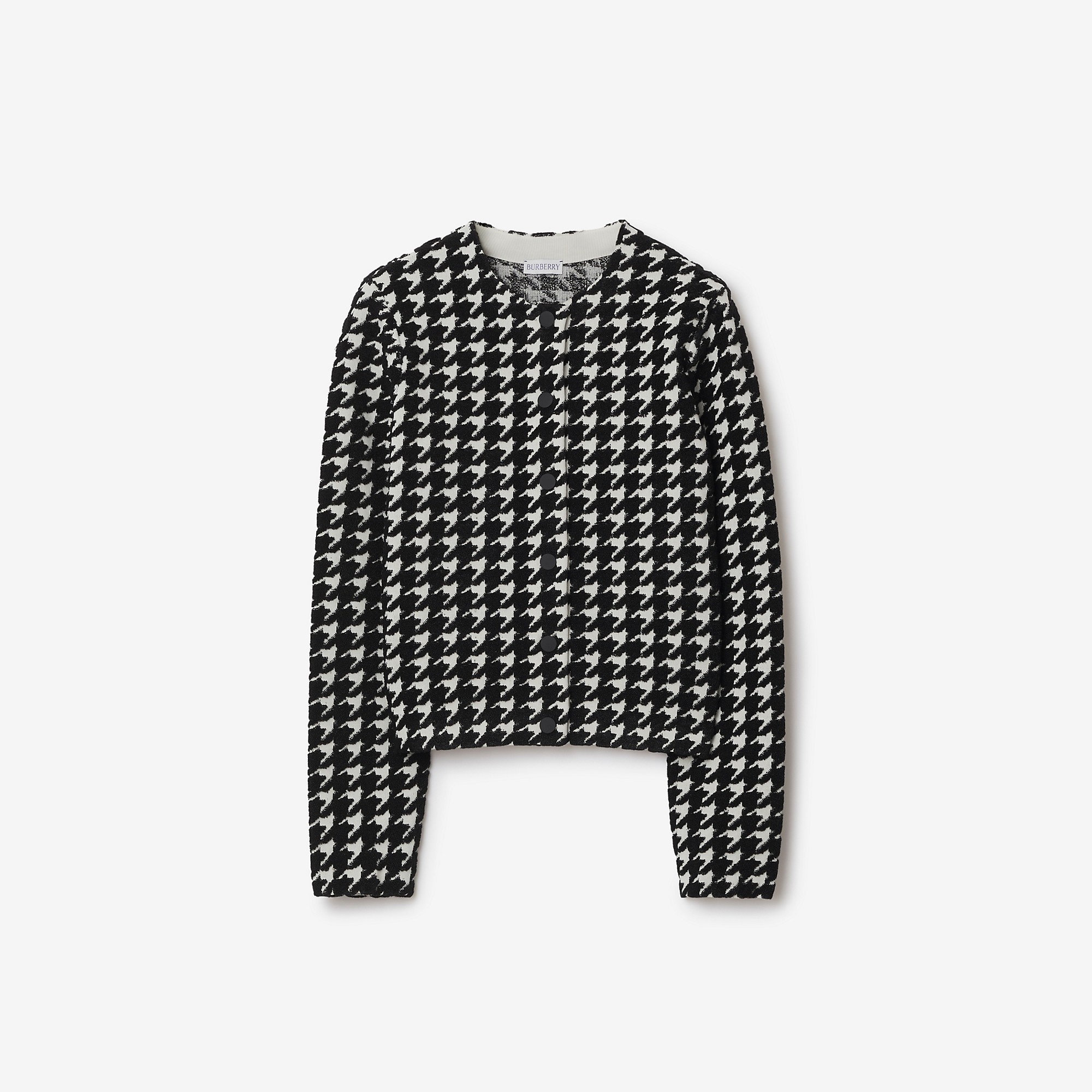 Houndstooth Nylon Blend Cardigan - 1