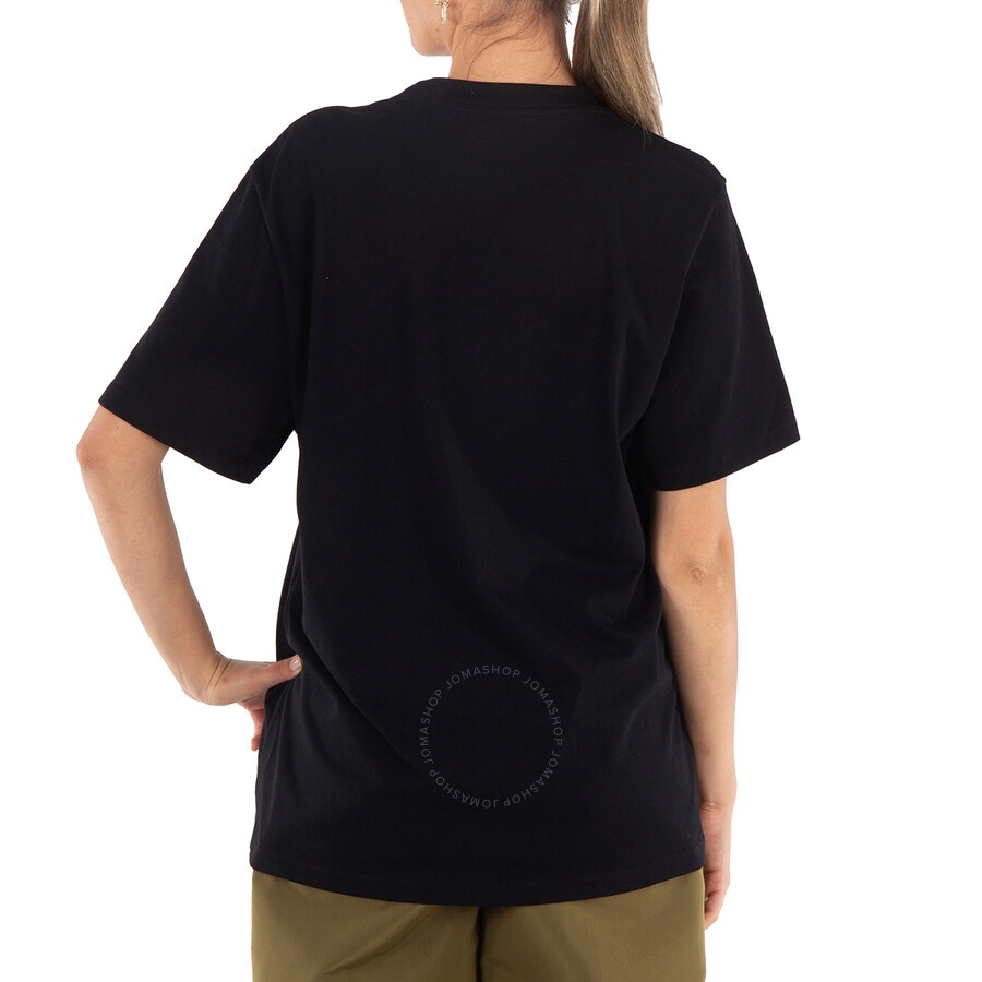 Stella McCartney Ladies Black Slogan-Print Cotton T-Shirt - 6