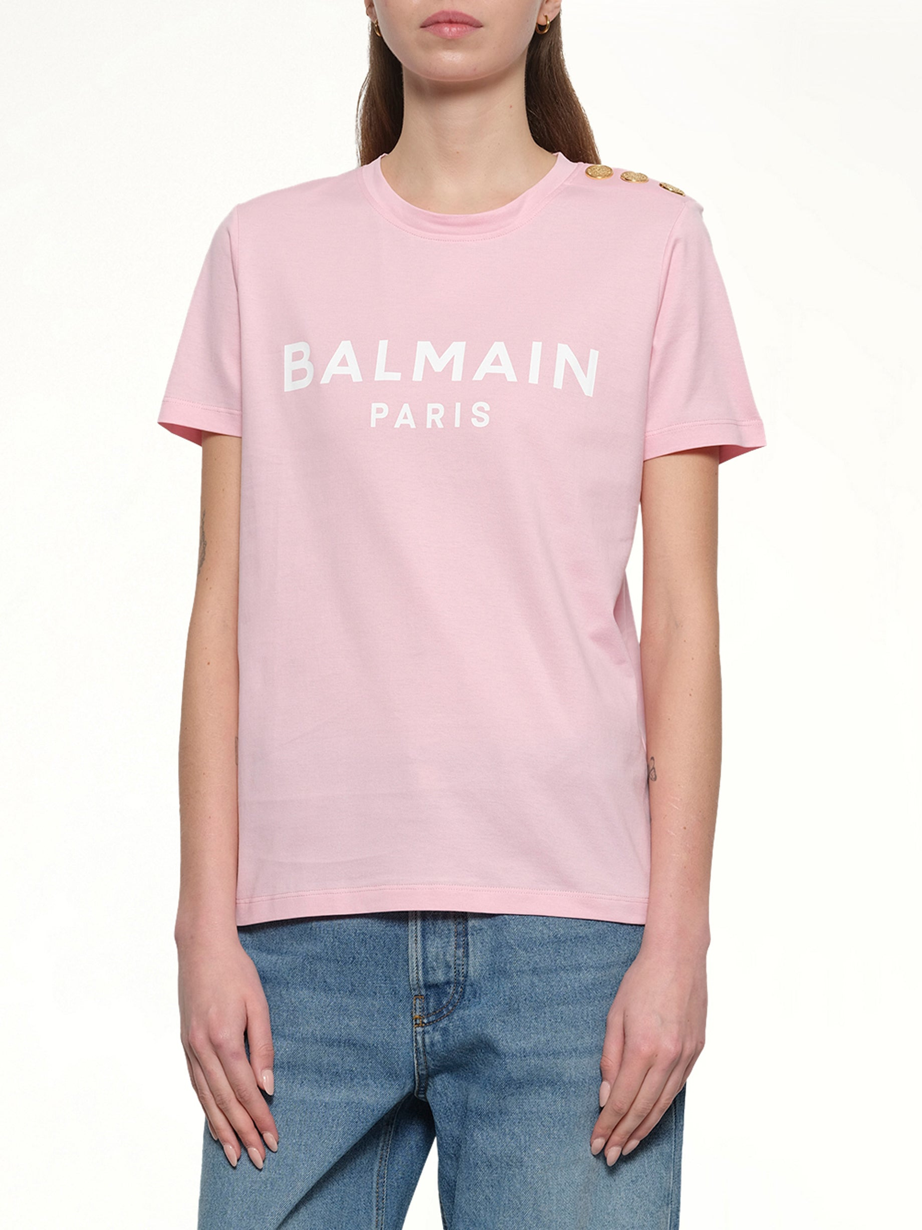 3 BTN Balmain Printed T-Shirt in Rose/White - 6