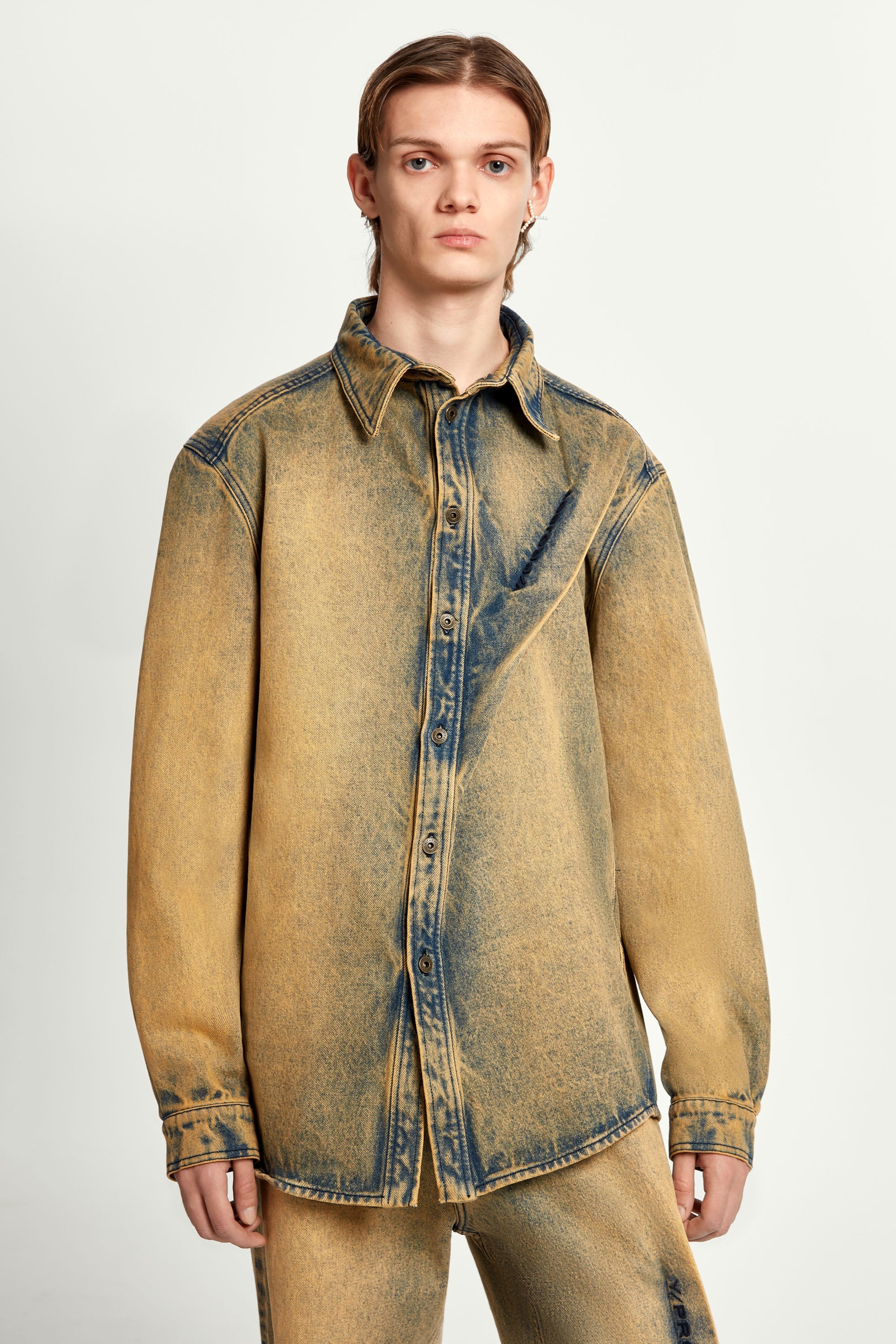 Pinched Logo Denim Shirt - 3