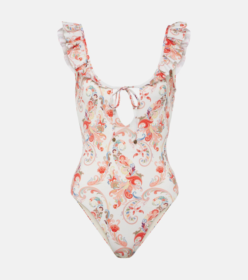 Ruffled paisley swimsuit 1