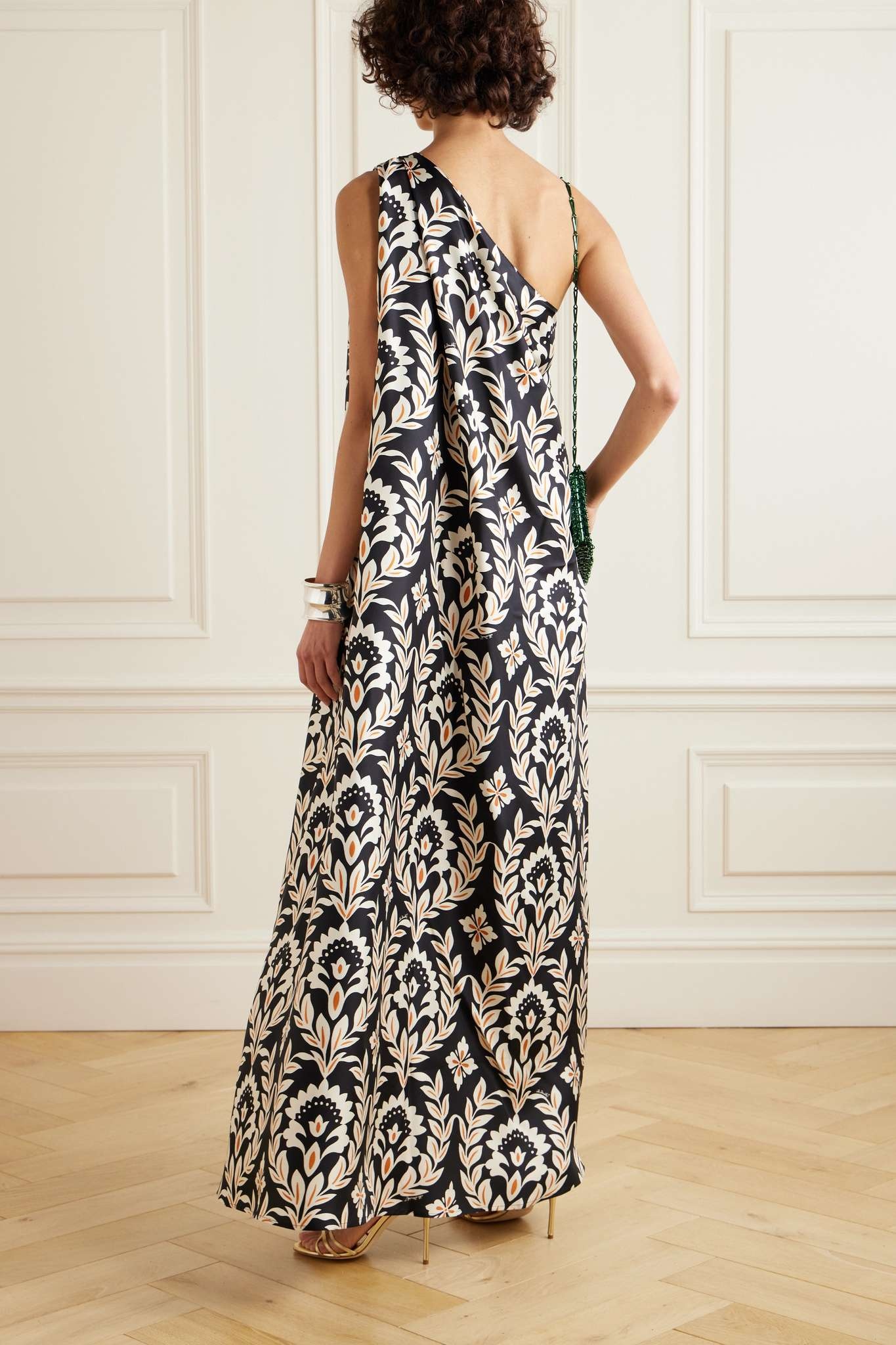 Roy one-shoulder floral-print silk-twill maxi dress - 3