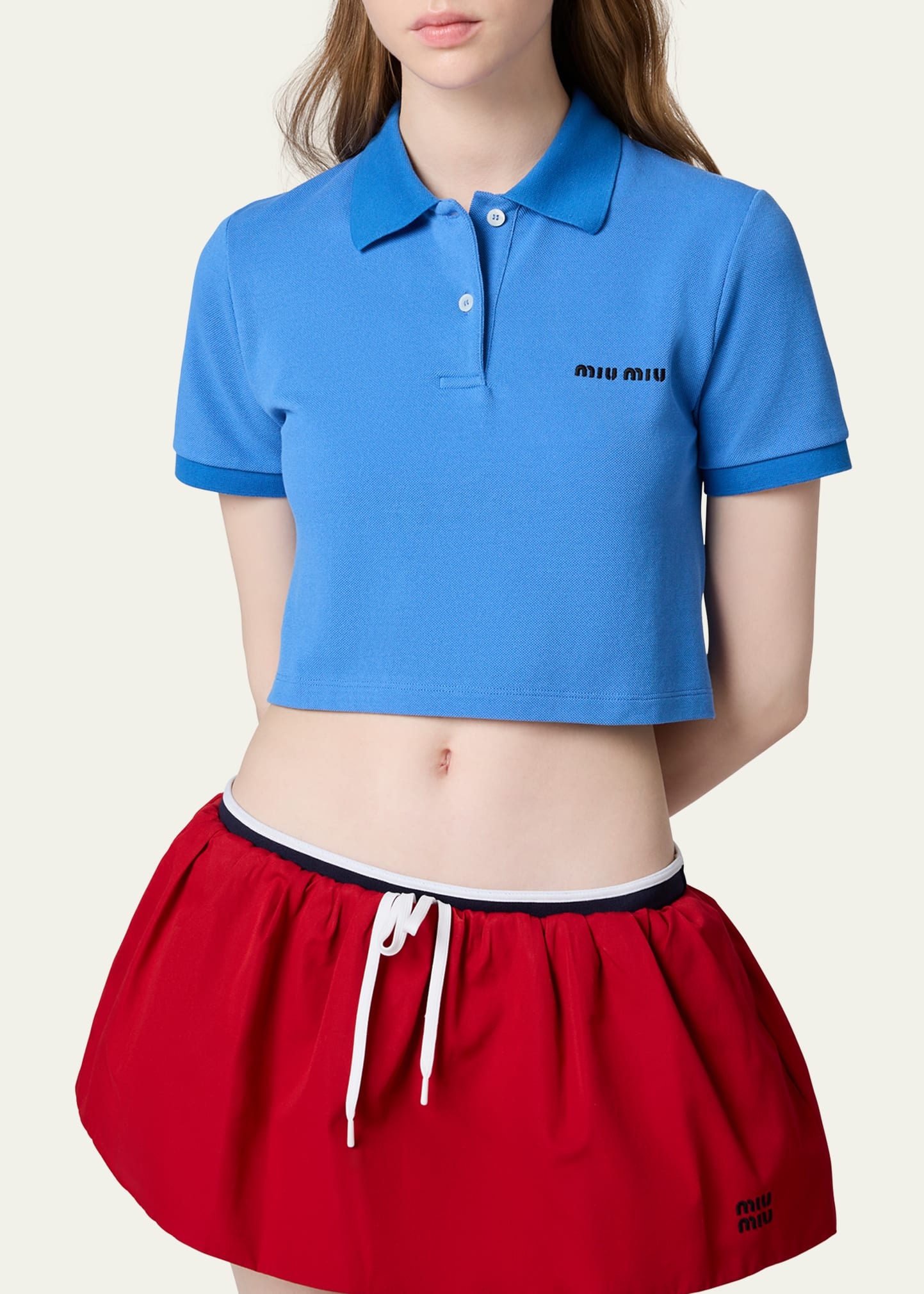 Cotton Pique Short-Sleeve Cropped Polo - 4
