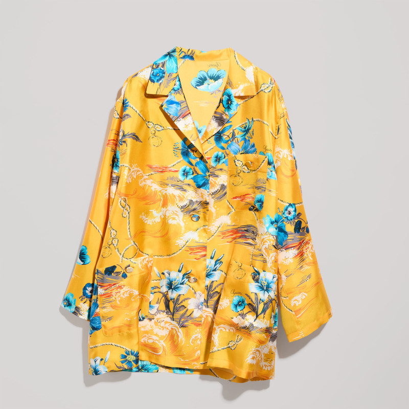 Printed silk twill shirt - 1