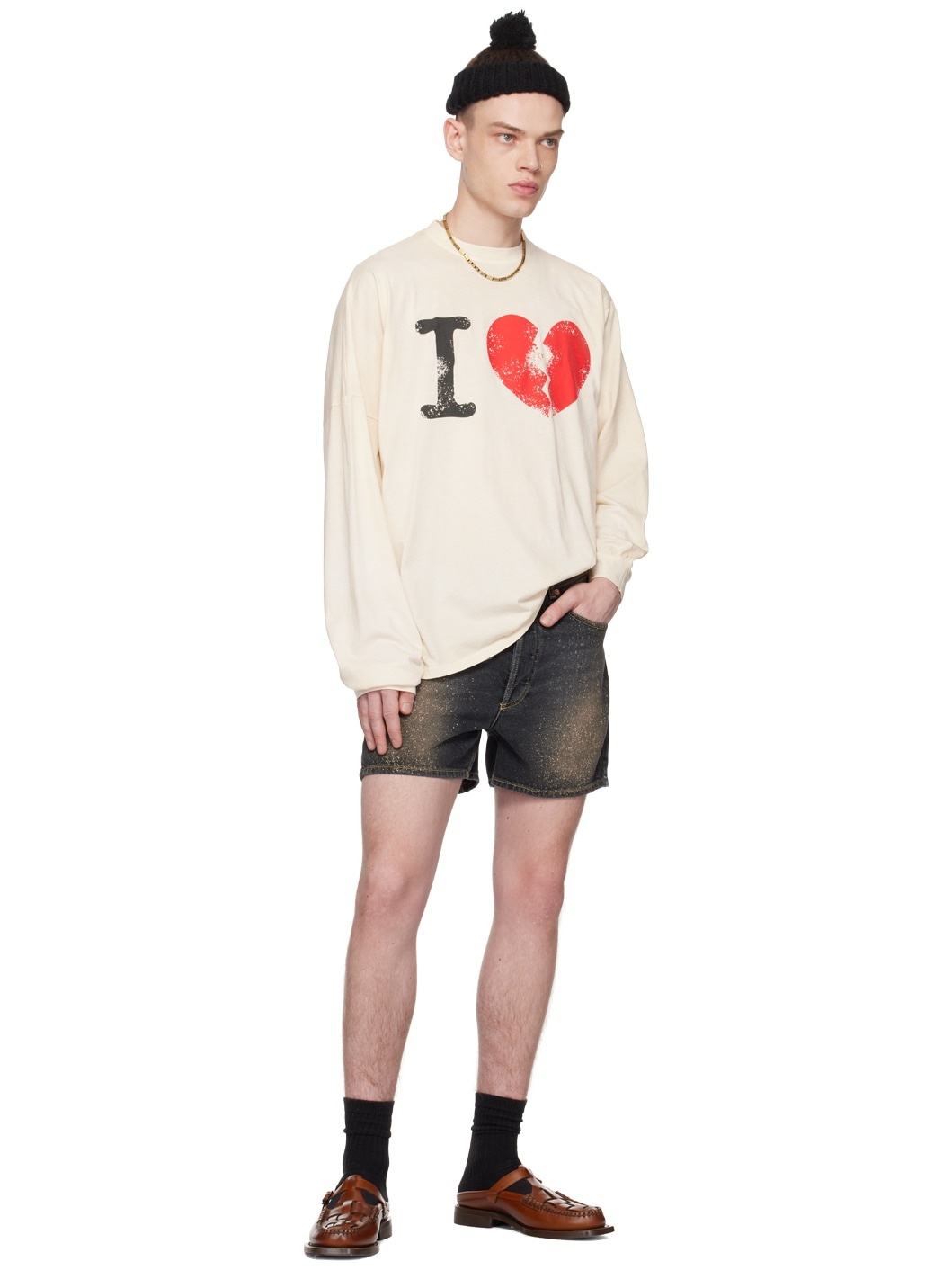 Black Paint Splatter Denim Shorts - 4