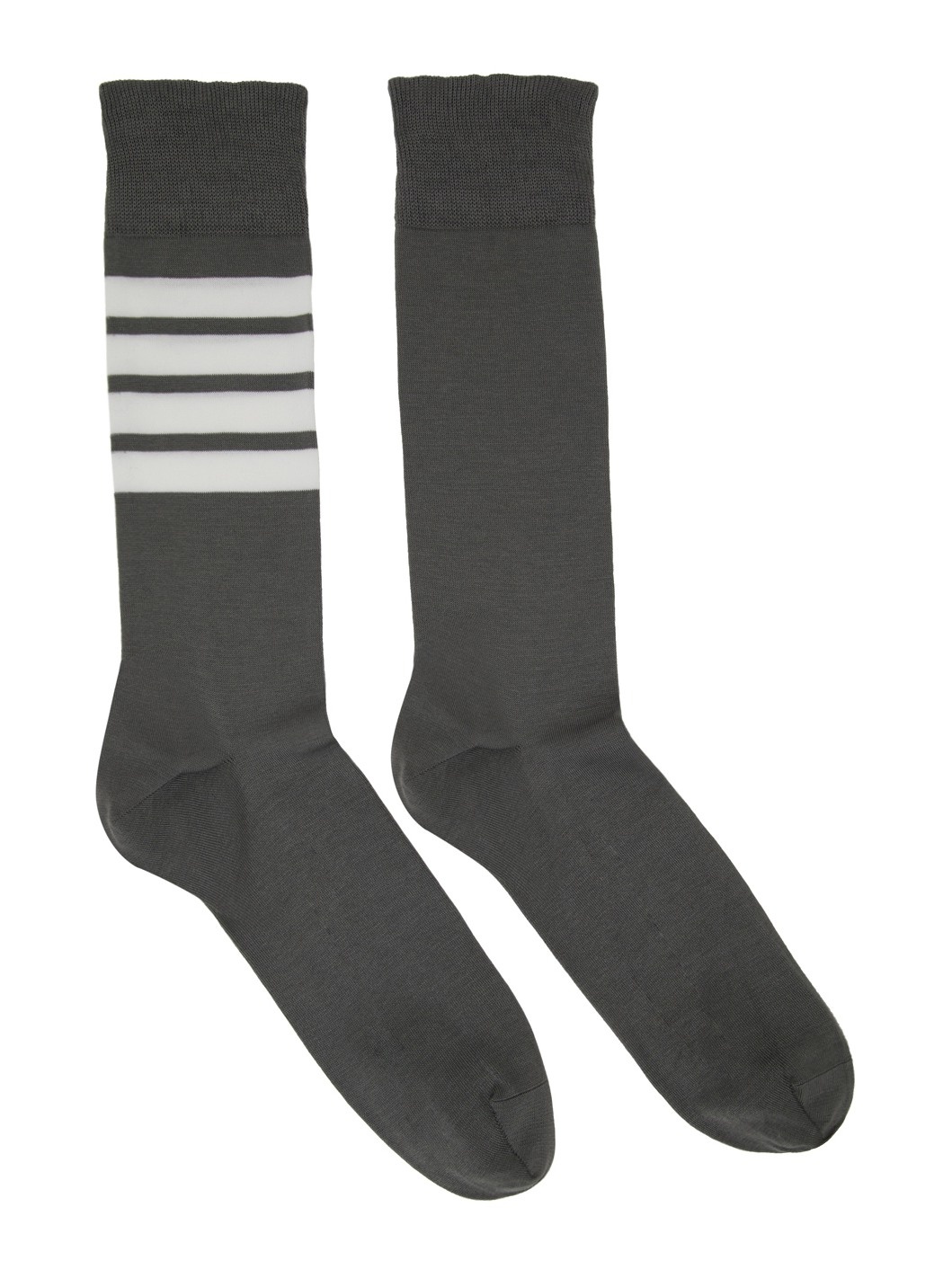 Grey Mid-Calf 4-Bar Socks - 1