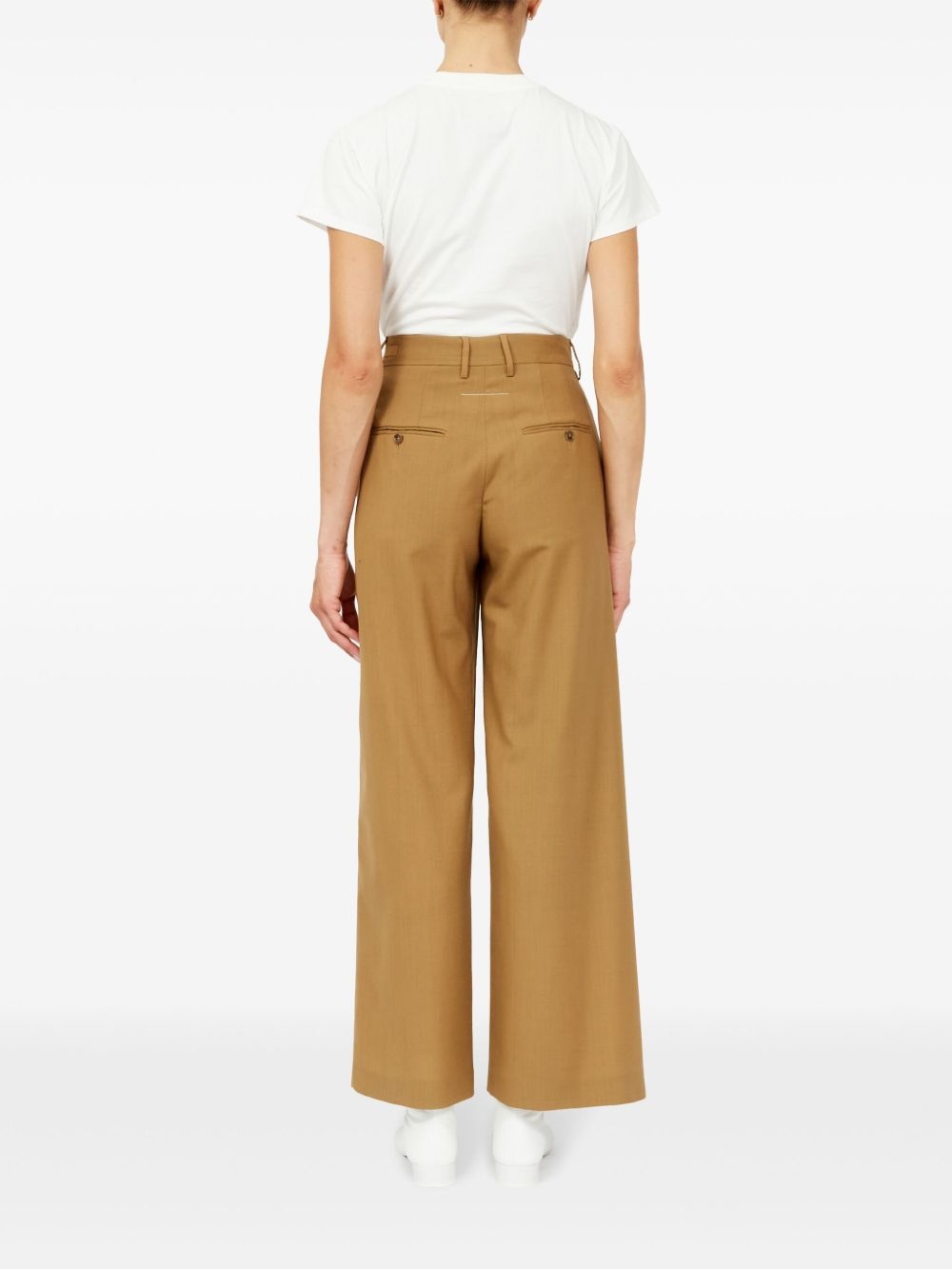 wrap-design flared trousers - 4