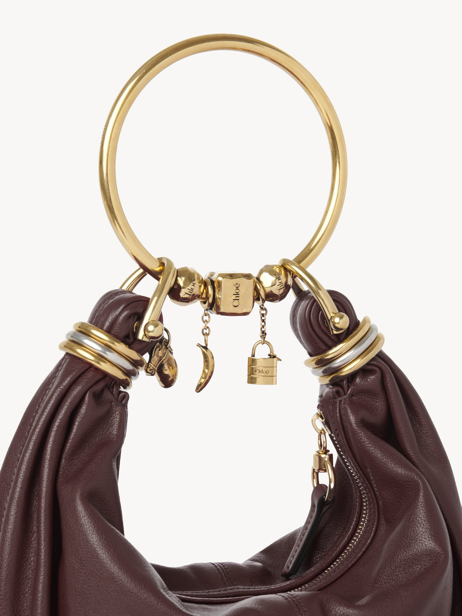 SMALL BRACELET HOBO BAG IN GRAINED LEATHER - 5