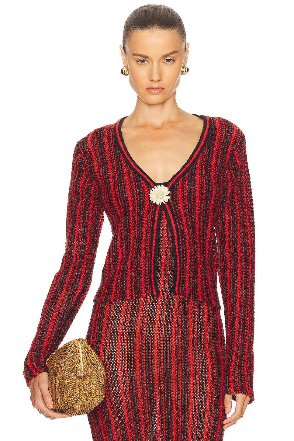 Stripe Floral Open Cardigan - 1