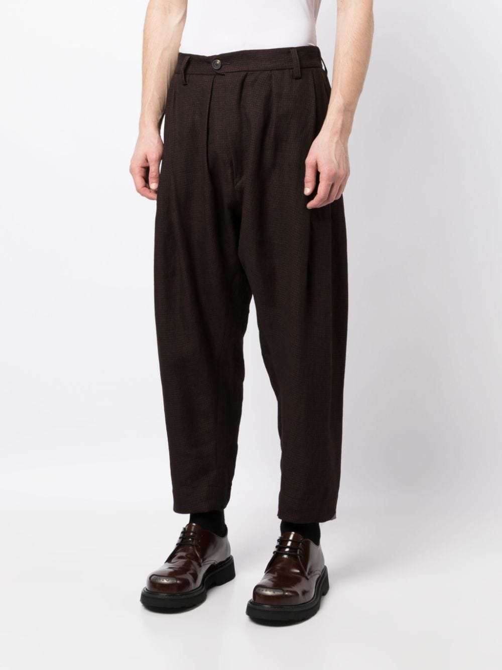 checked tapered trousers - 3