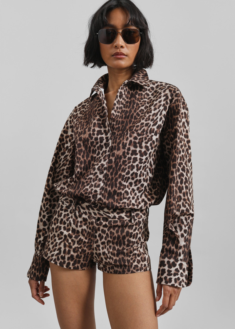 Roma Leopard Print Hot Pants - Brown 7