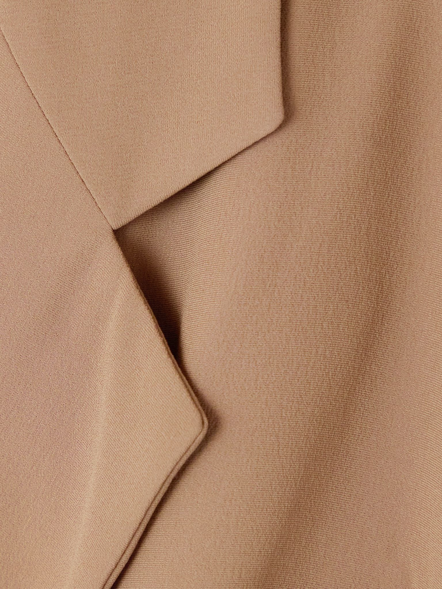 Double-breasted silk-crepe blazer Light brown - 4