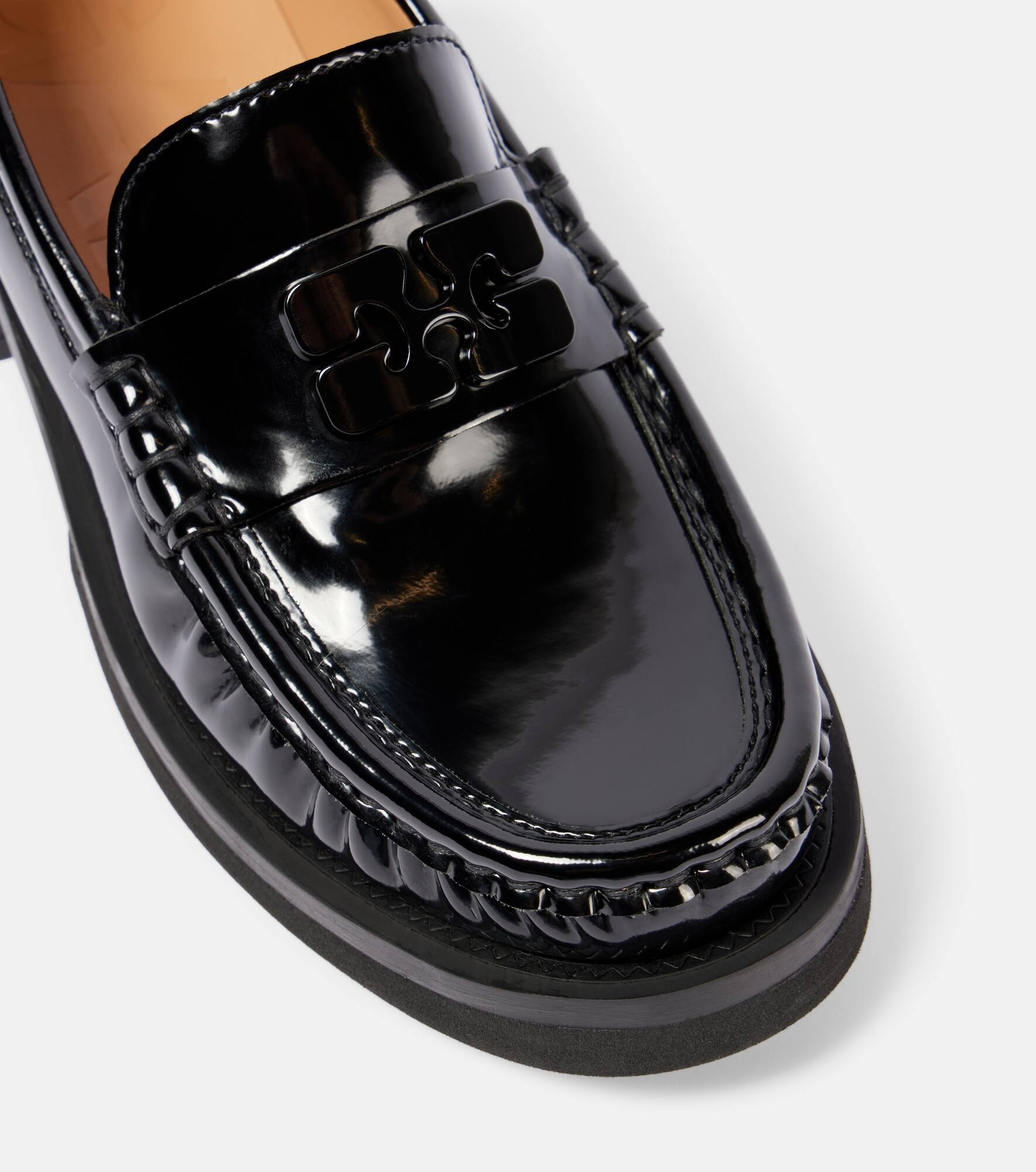 Logo faux leather loafers - 6