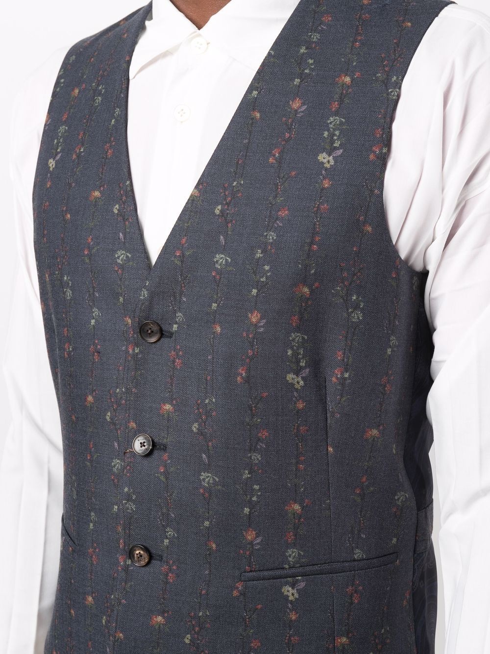 floral-print single-breasted waistcoat - 5