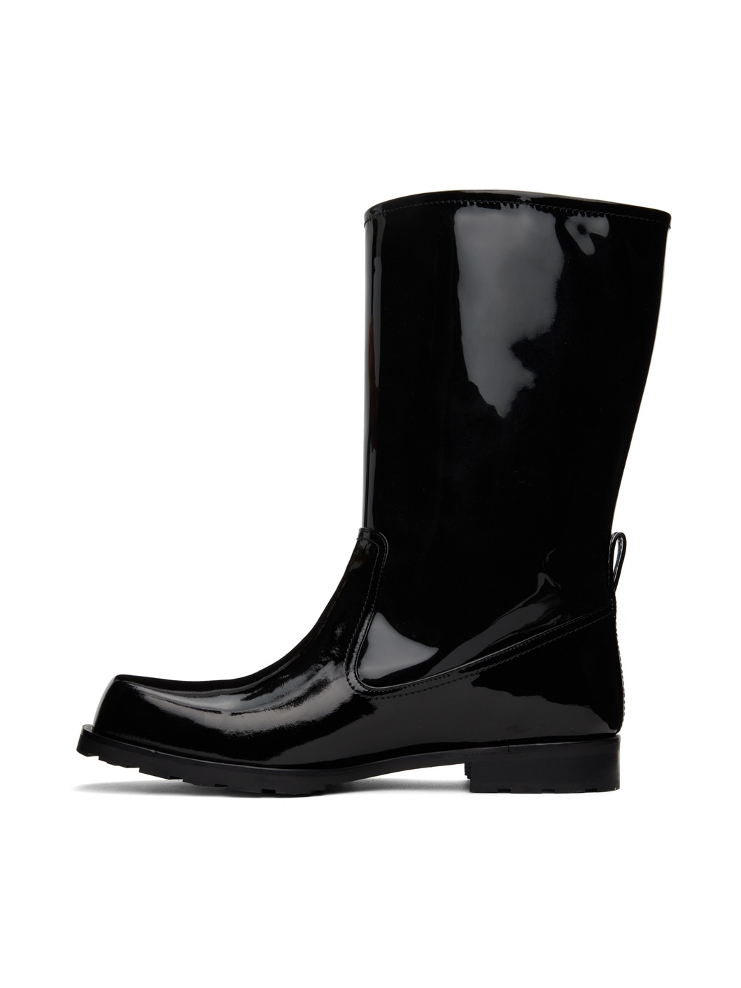 Black Enamel Combat Boots - 3