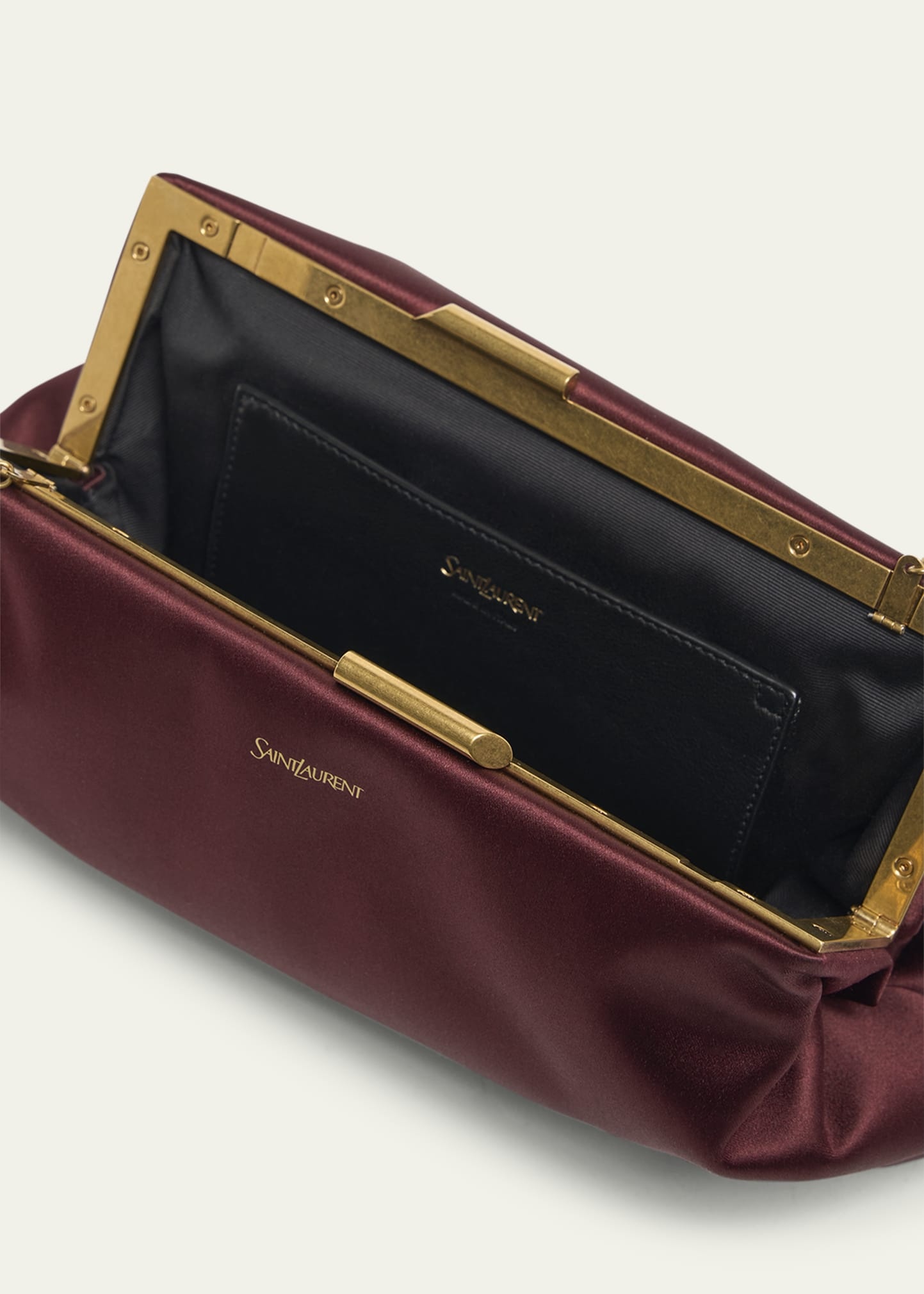 Small Clutch Bag in Satin with Chain - 4