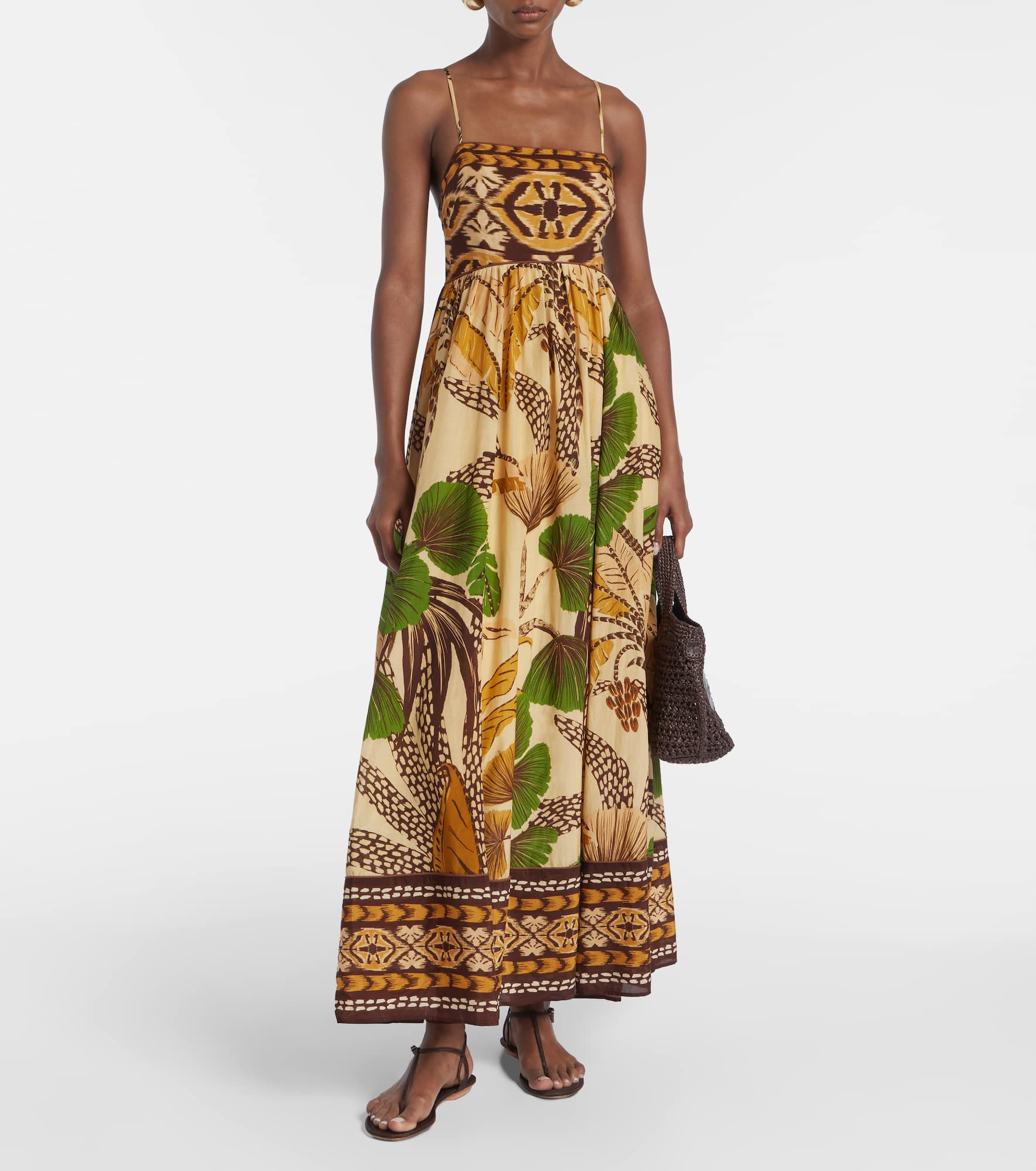 Folliage Sketch cotton-blend maxi dress - 2
