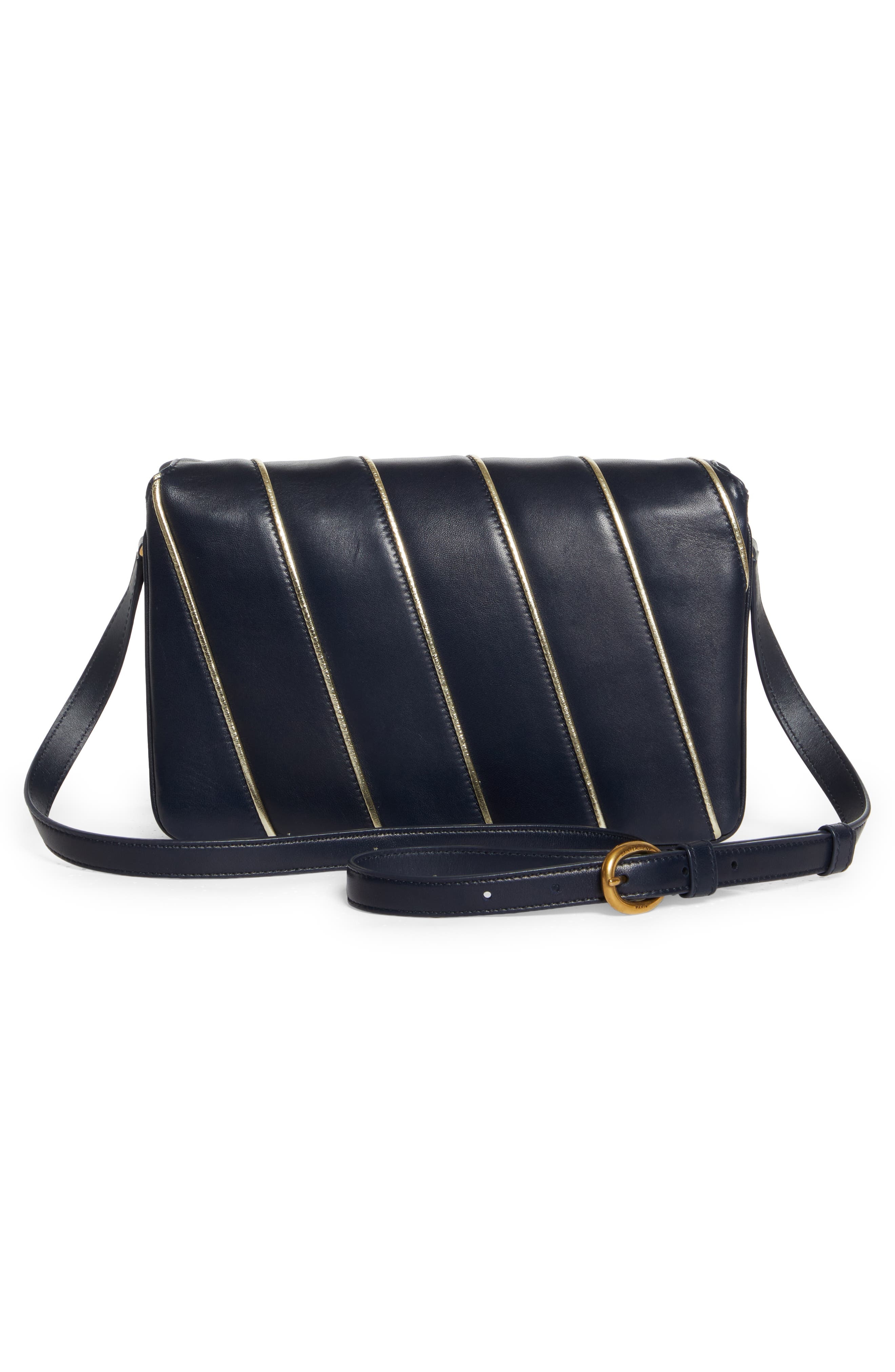 Saint Laurent Le Maillon Quilted Leather Shoulder Bag in Marine/Marine/Argent at Nordstrom - 4
