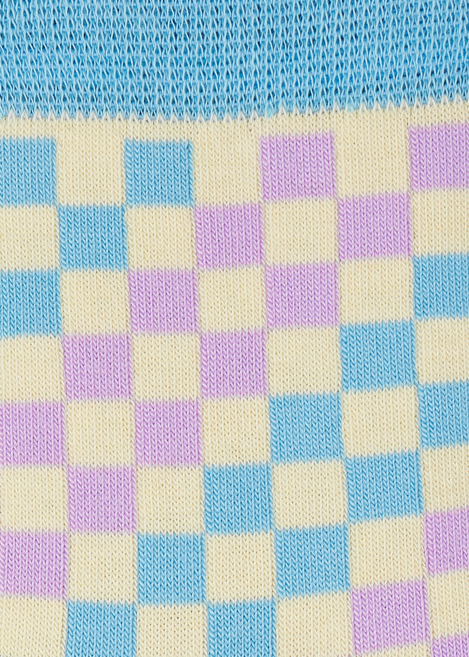Women's Lilac and Blue Faded Check Socks - 3