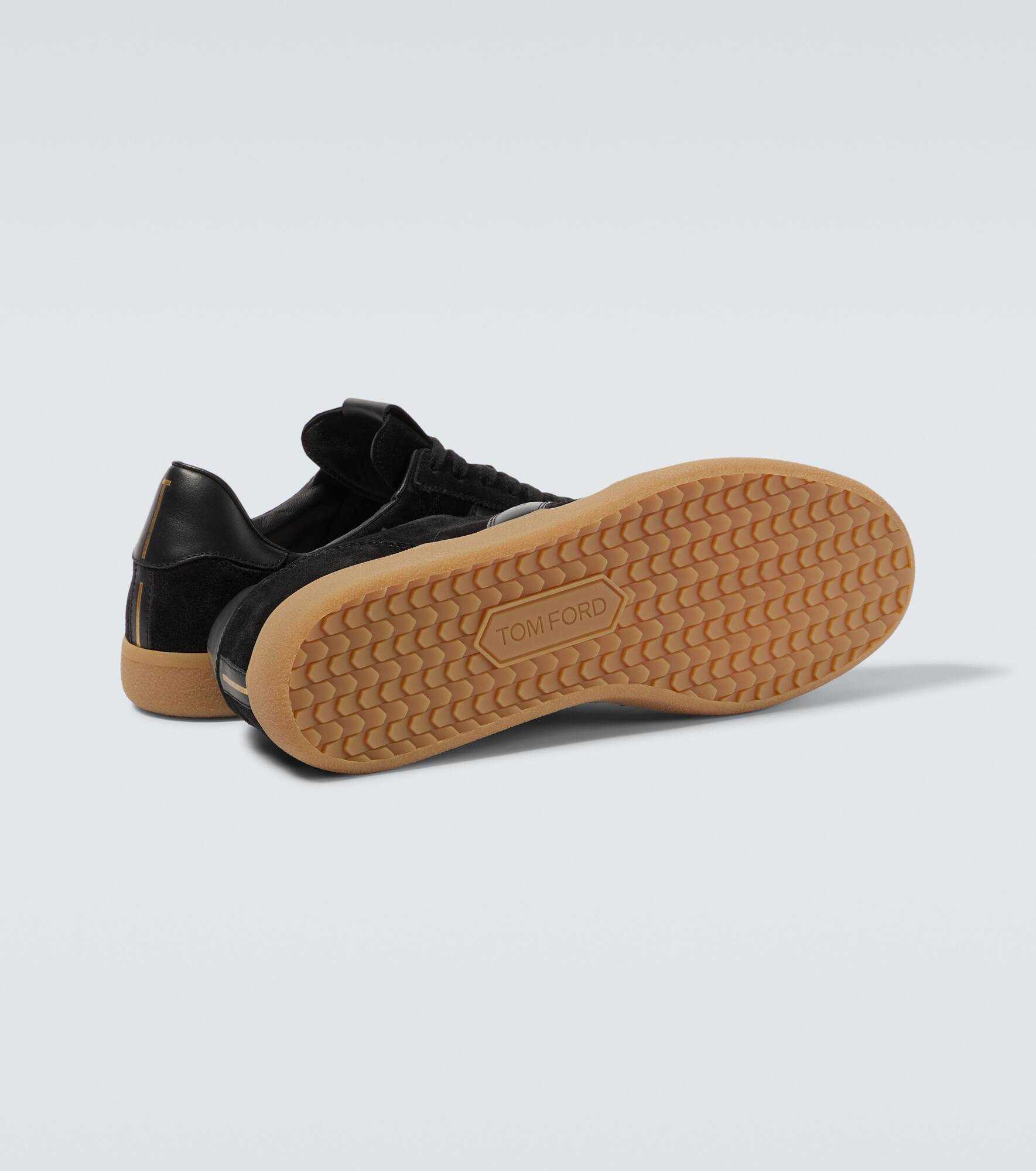 Leather-trimmed suede sneakers - 7