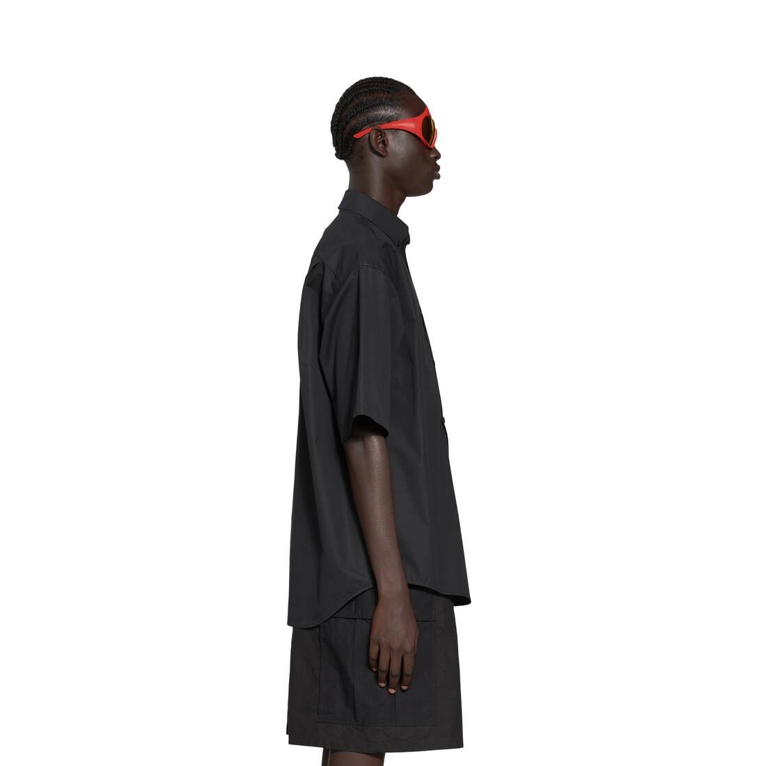 Men's Mirror Balenciaga Short Sleeve Shirt Large Fit in Black - 3