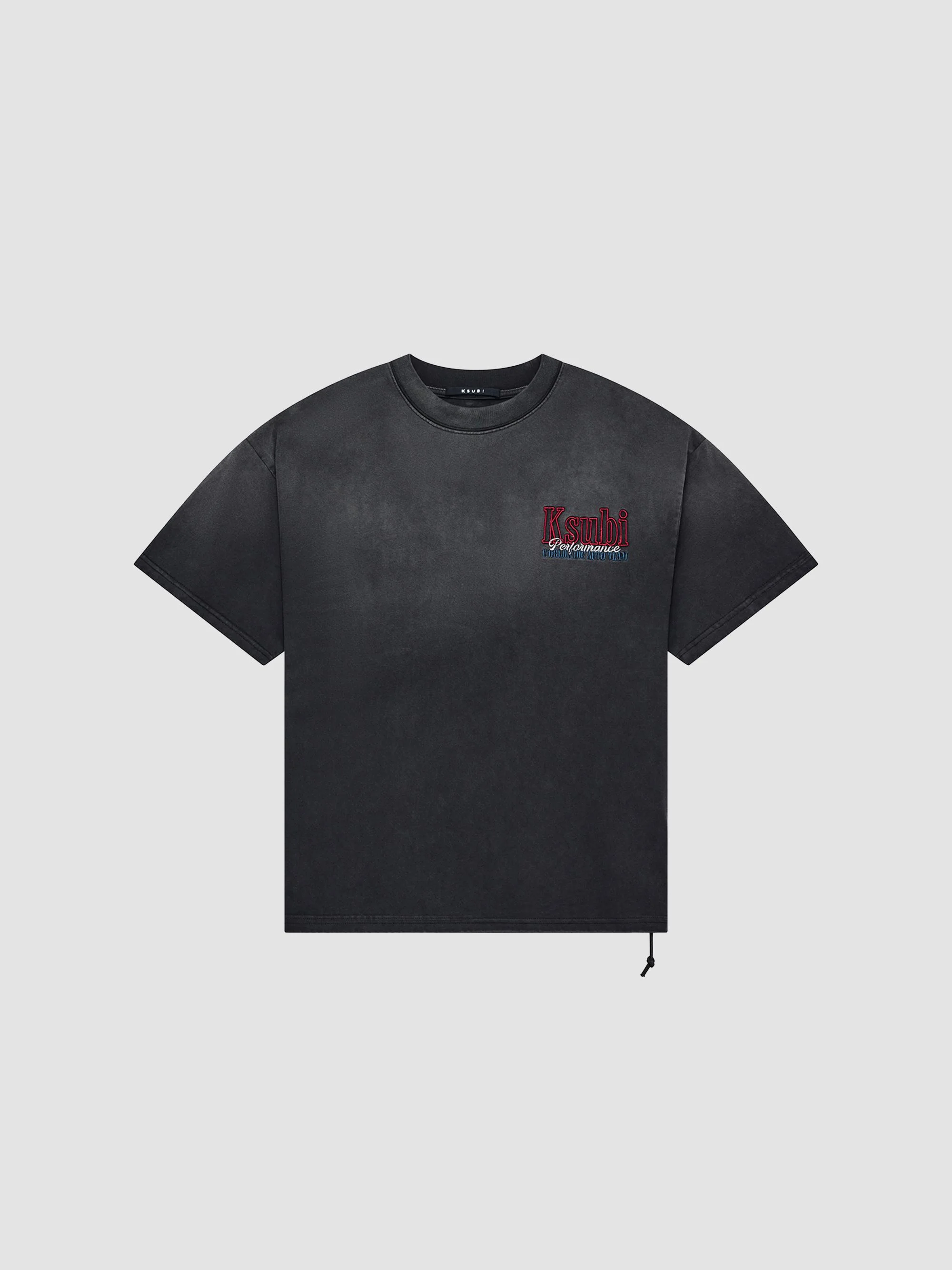 Men's Drop Shoulder Faded Cotton Jersey T-Shirt - Black - 1