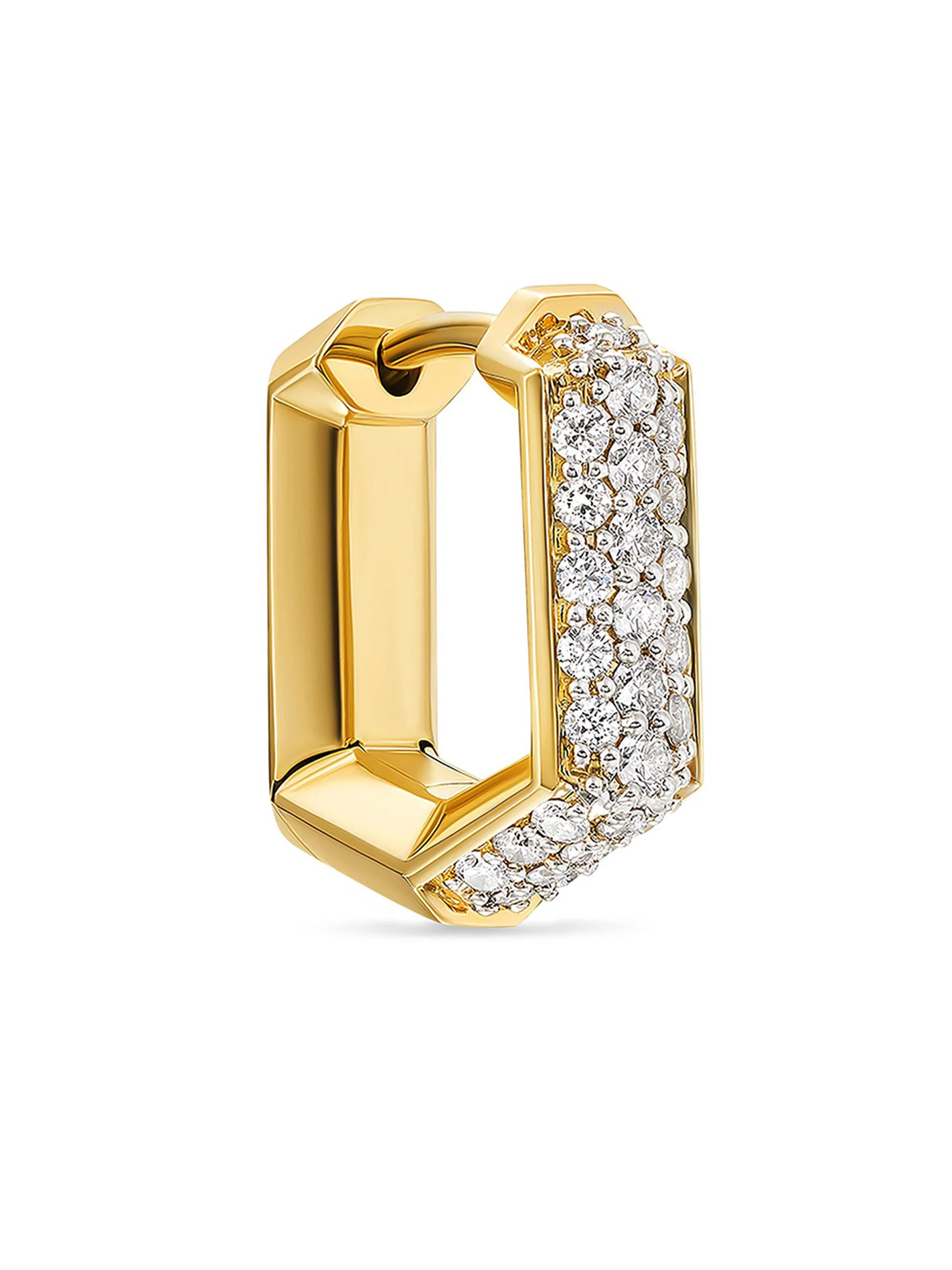 Men's Streamline Hoop Earring in 18K Yellow Gold with Diamonds, 11.7MM - Diamond - 1