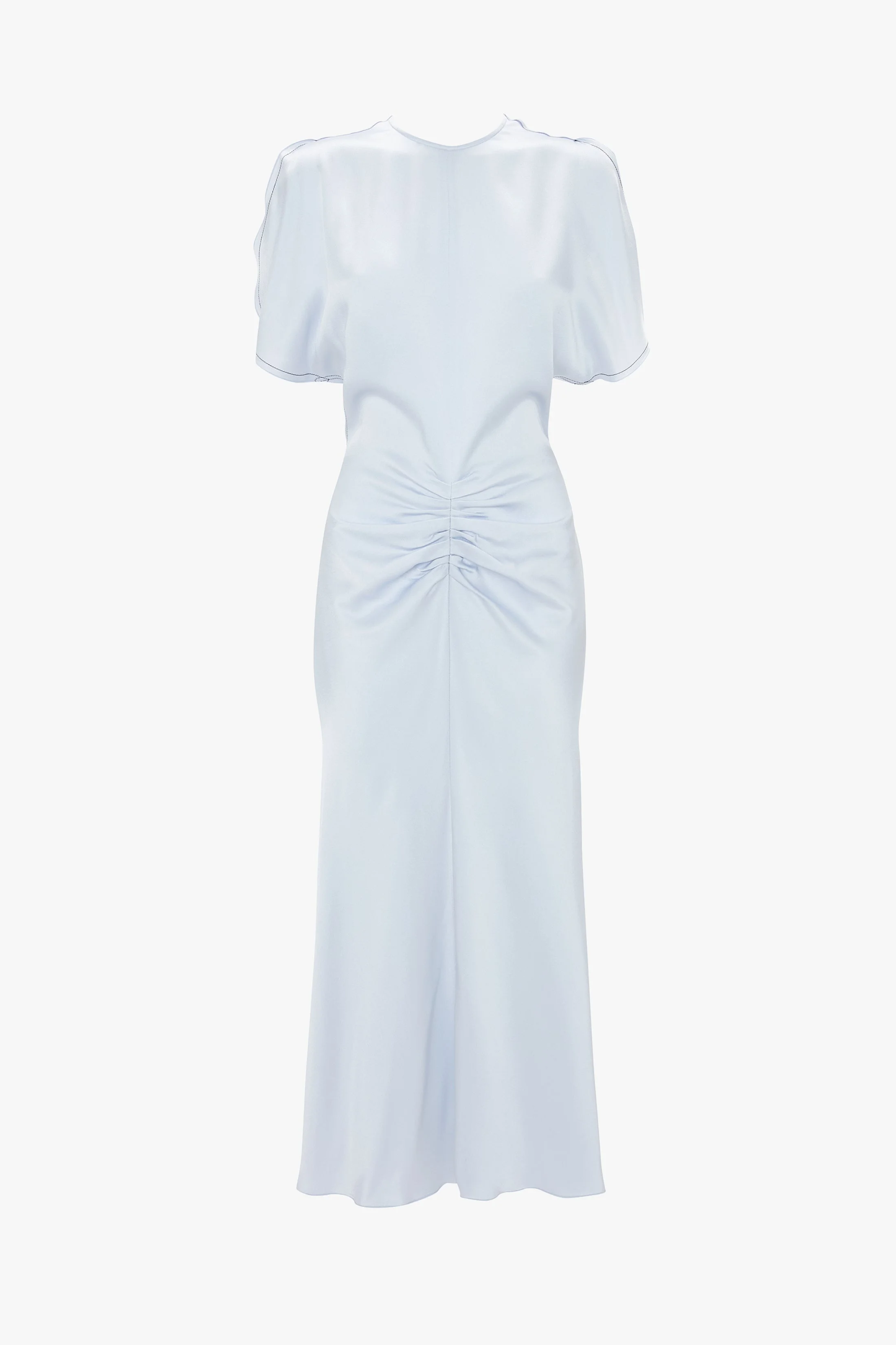 Gathered Waist Midi Dress In Ice - 1