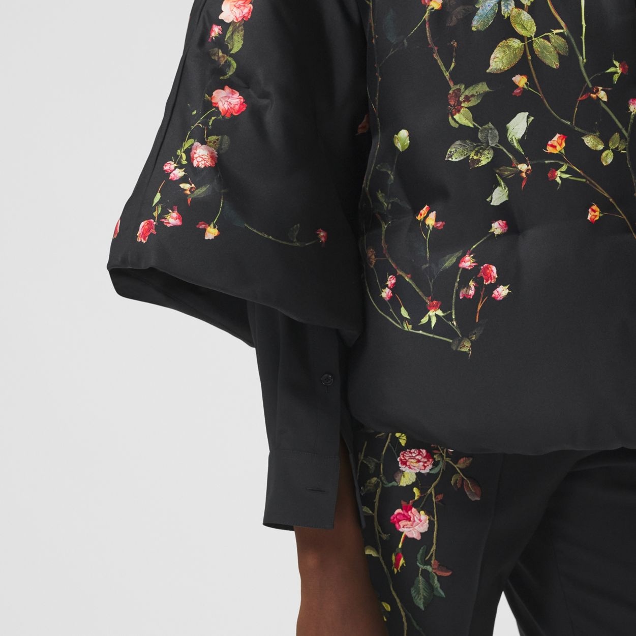 Rose Print Silk Cape - 5